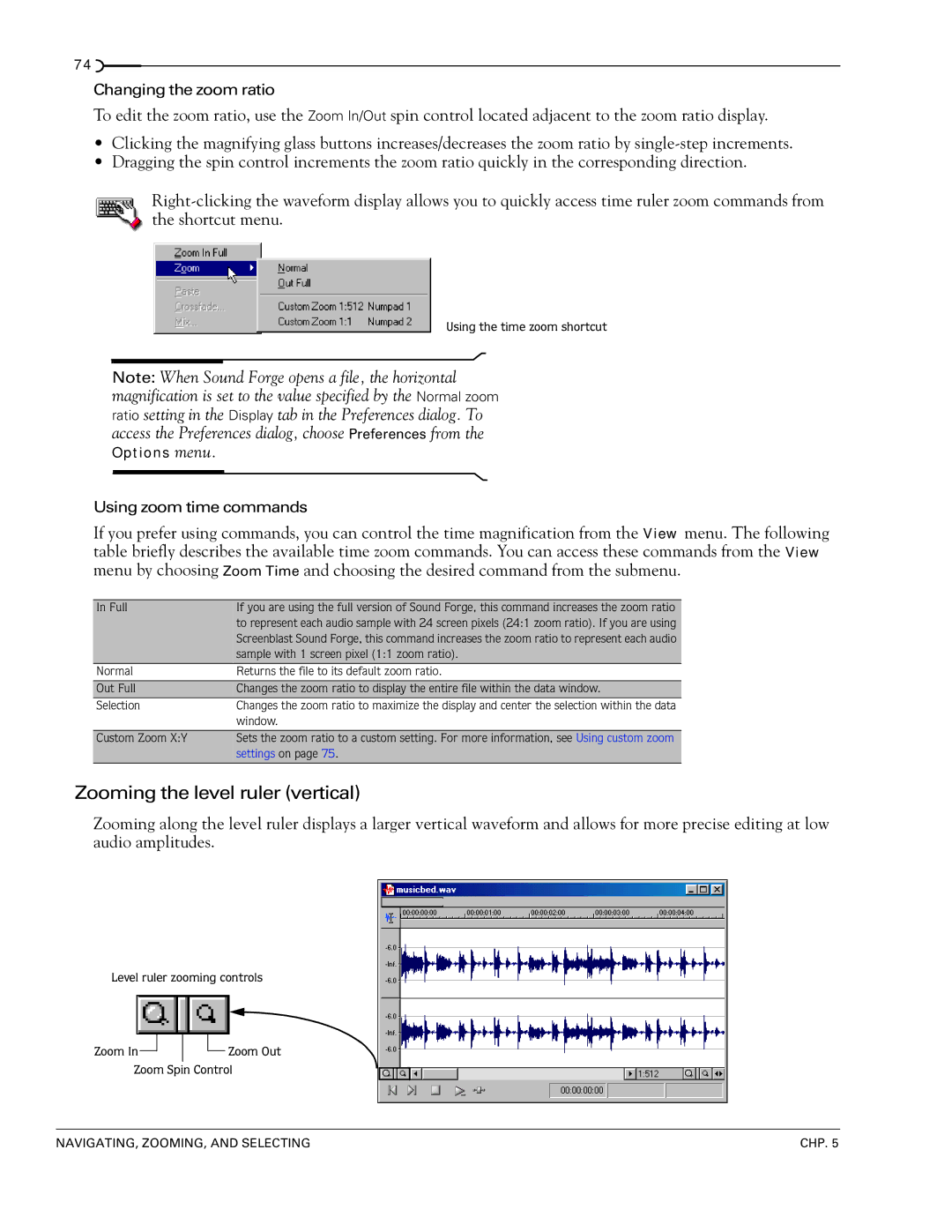 Sony 7 manual Zooming the level ruler vertical, Full 