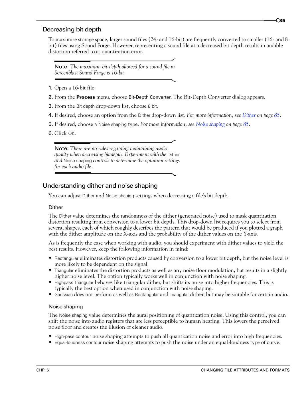 Sony 7 manual Decreasing bit depth, Understanding dither and noise shaping 