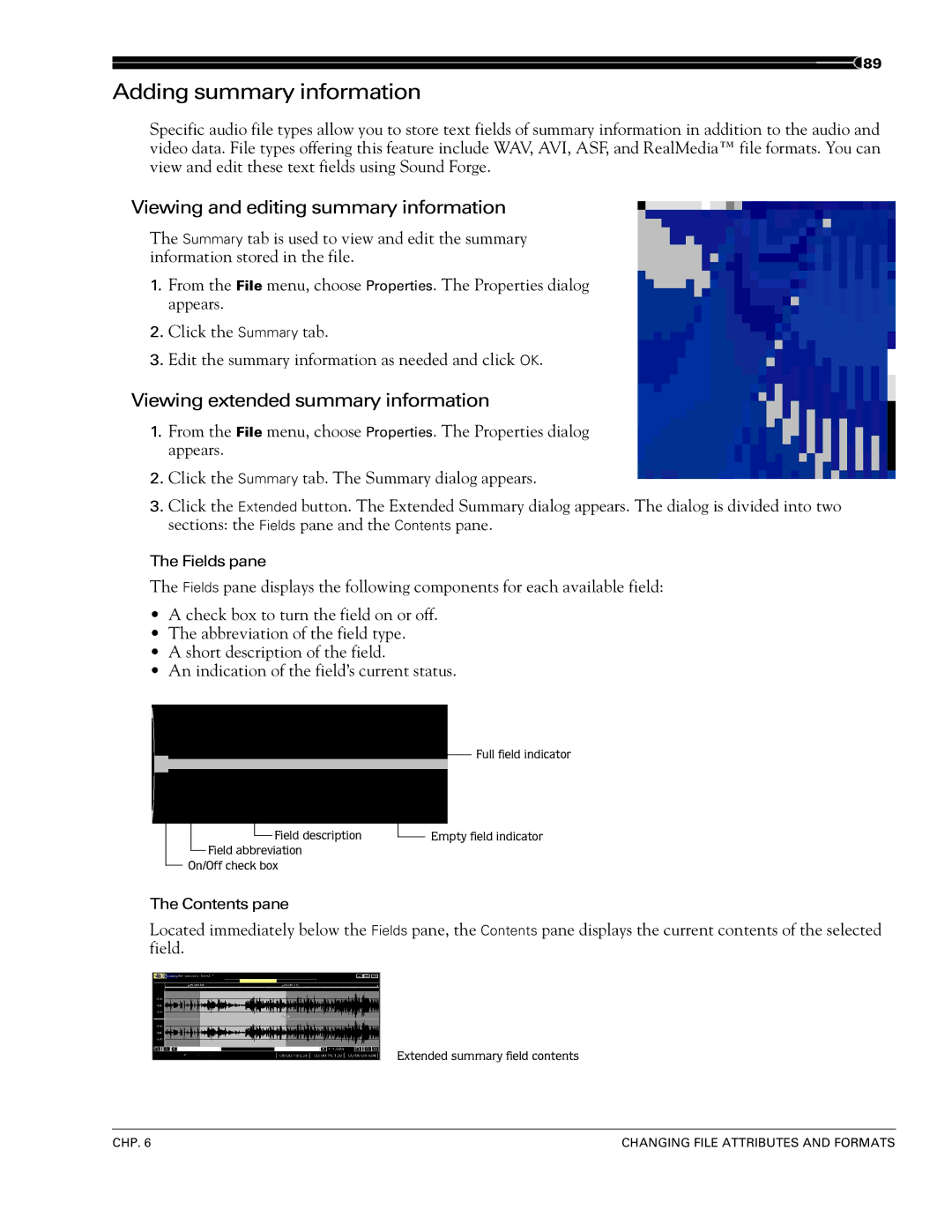 Sony 7 manual Adding summary information, Viewing and editing summary information, Viewing extended summary information 