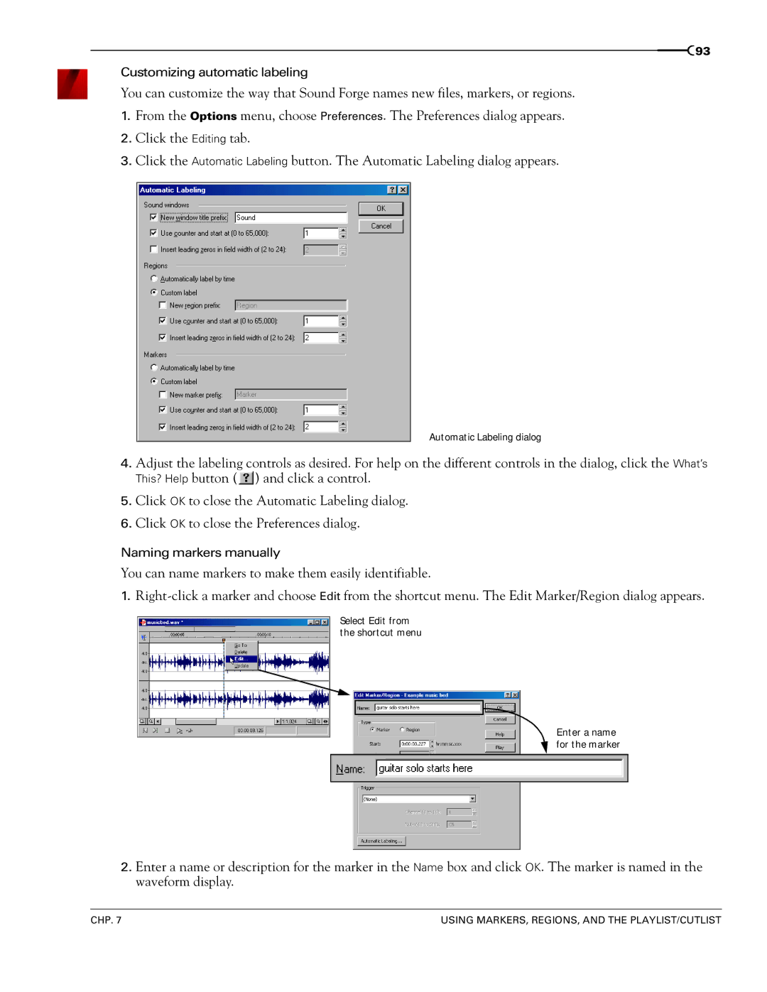 Sony 7 manual Customizing automatic labeling 