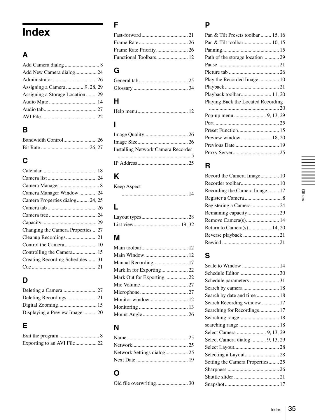 Sony 1340PW, 9032PW, 6027PW, 5525PW manual Index, Changing the Camera Properties 