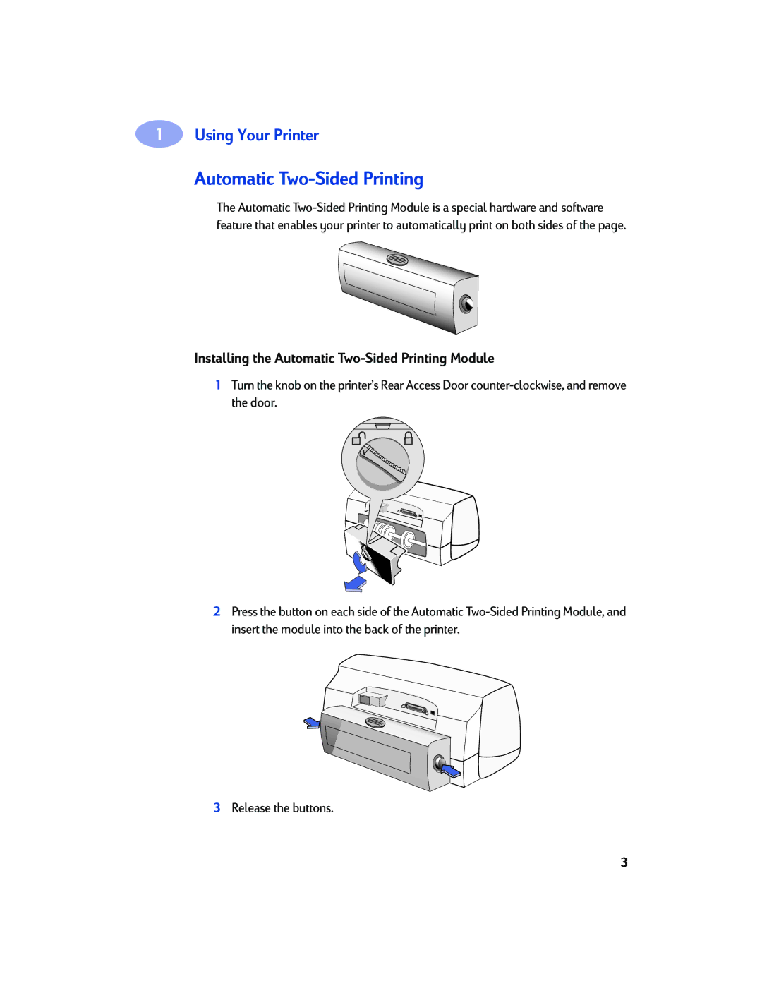 Sony 970C Series manual Installing the Automatic Two-Sided Printing Module 