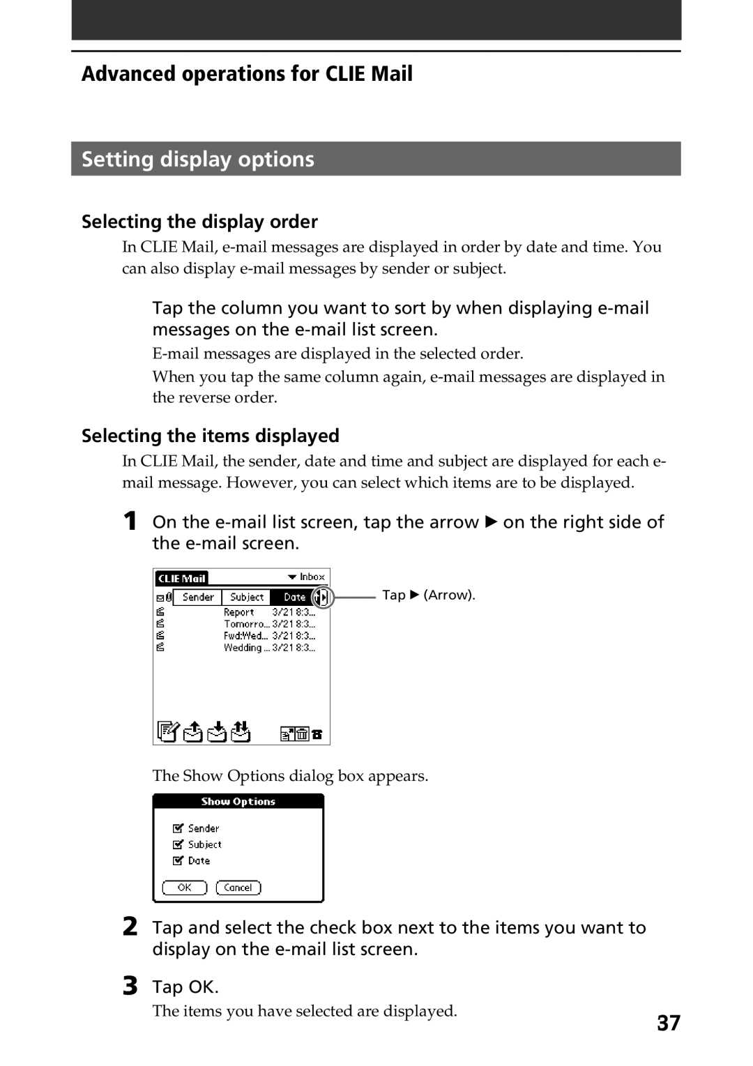 Sony A-AVZ-100-11 manual Setting display options, Selecting the display order, Selecting the items displayed 