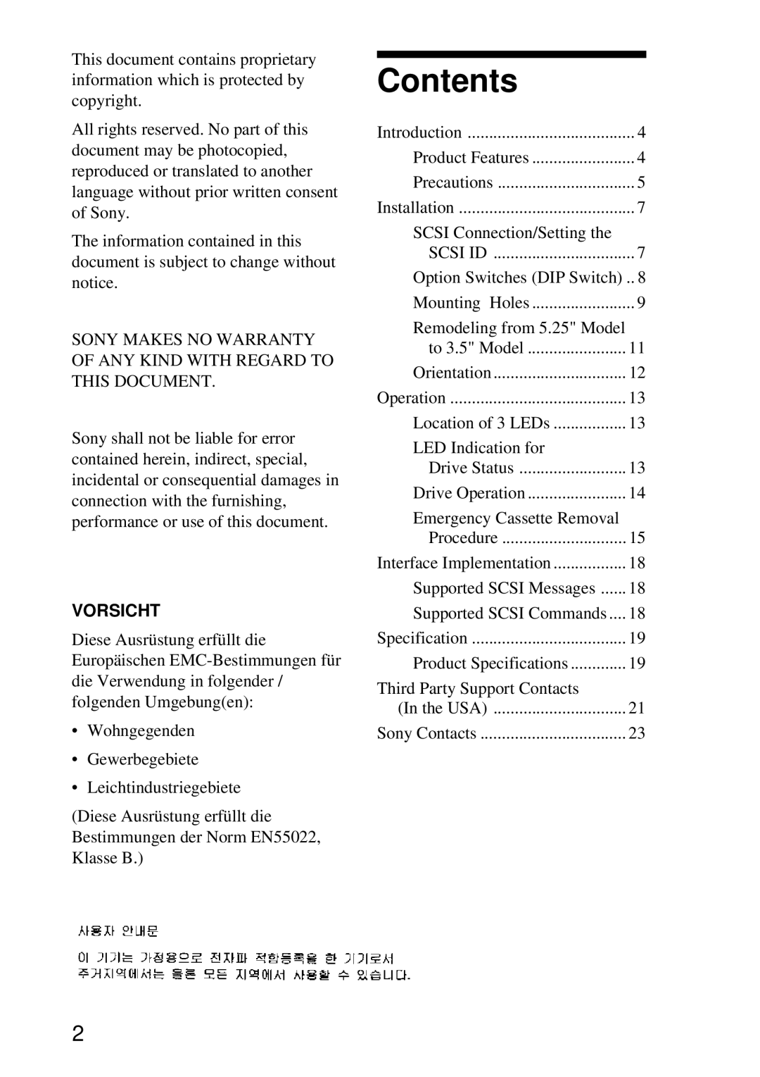 Sony AITi260 manual Contents 