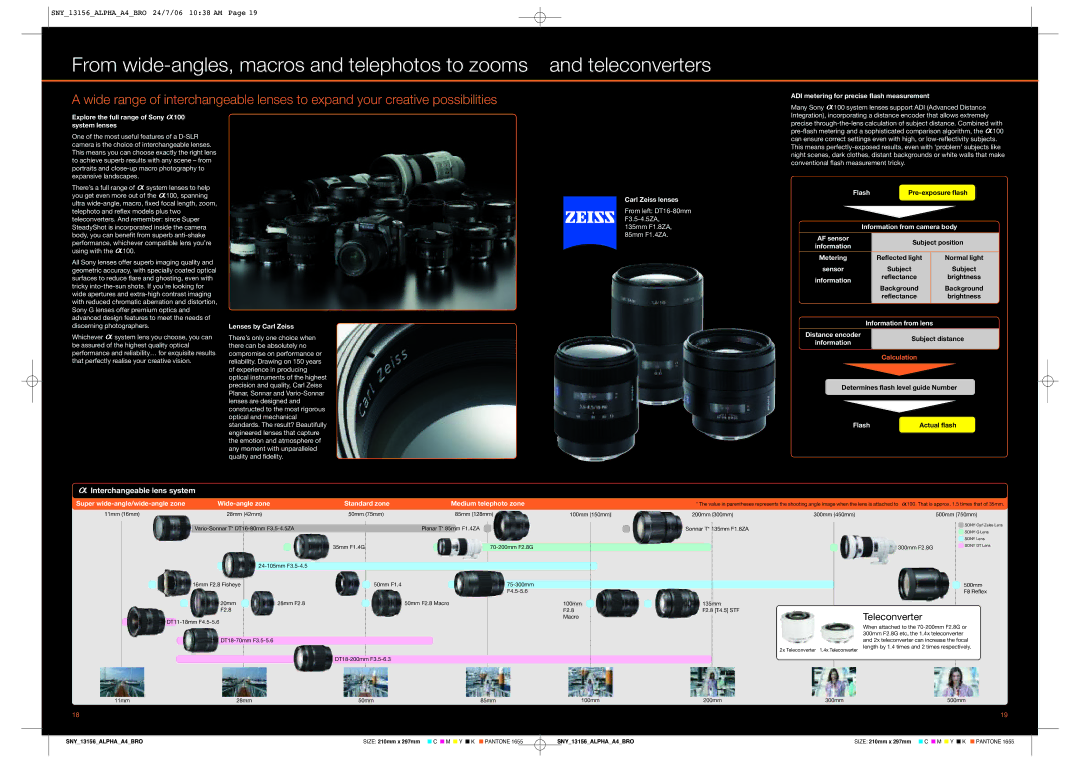 Sony Alpha 100 Lenses by Carl Zeiss Carl Zeiss lenses, Flash, Information from camera body, Medium telephoto zone 