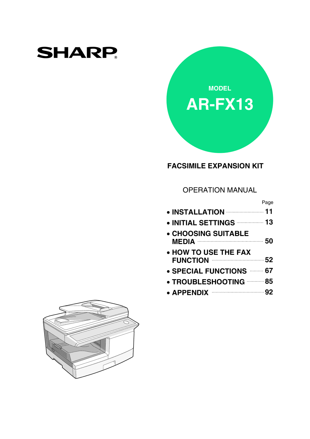 Sony AR-208S operation manual AR-FX13 