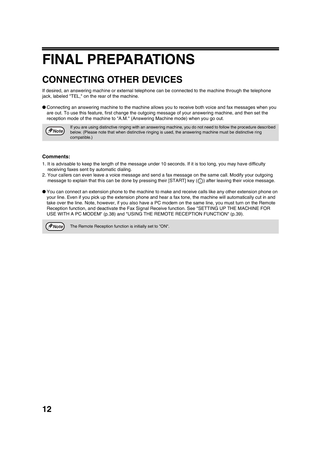 Sony AR-208S operation manual Final Preparations, Connecting Other Devices, Comments 