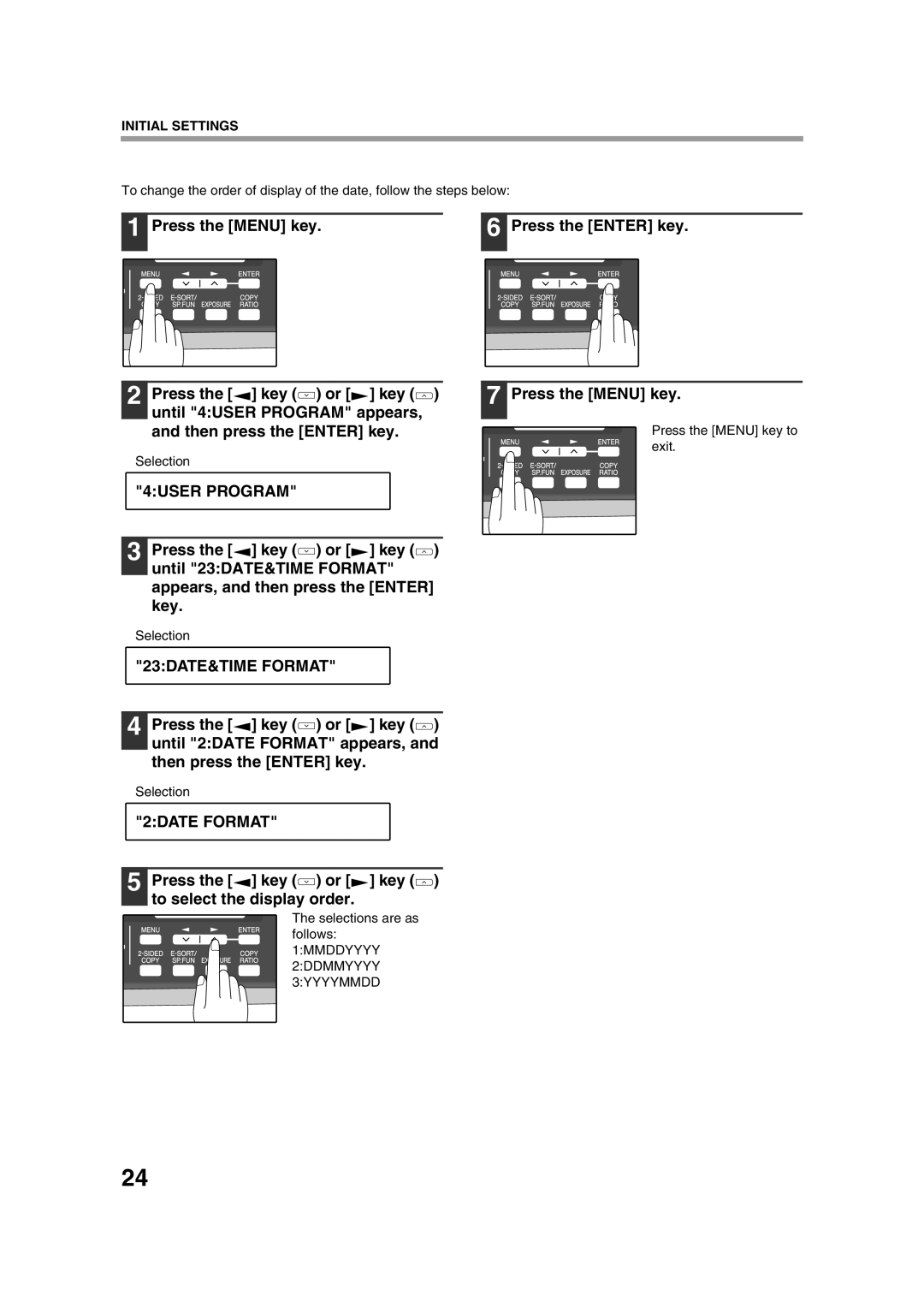 Sony AR-208S operation manual 2DATE Format, Press the key or key to select the display order 