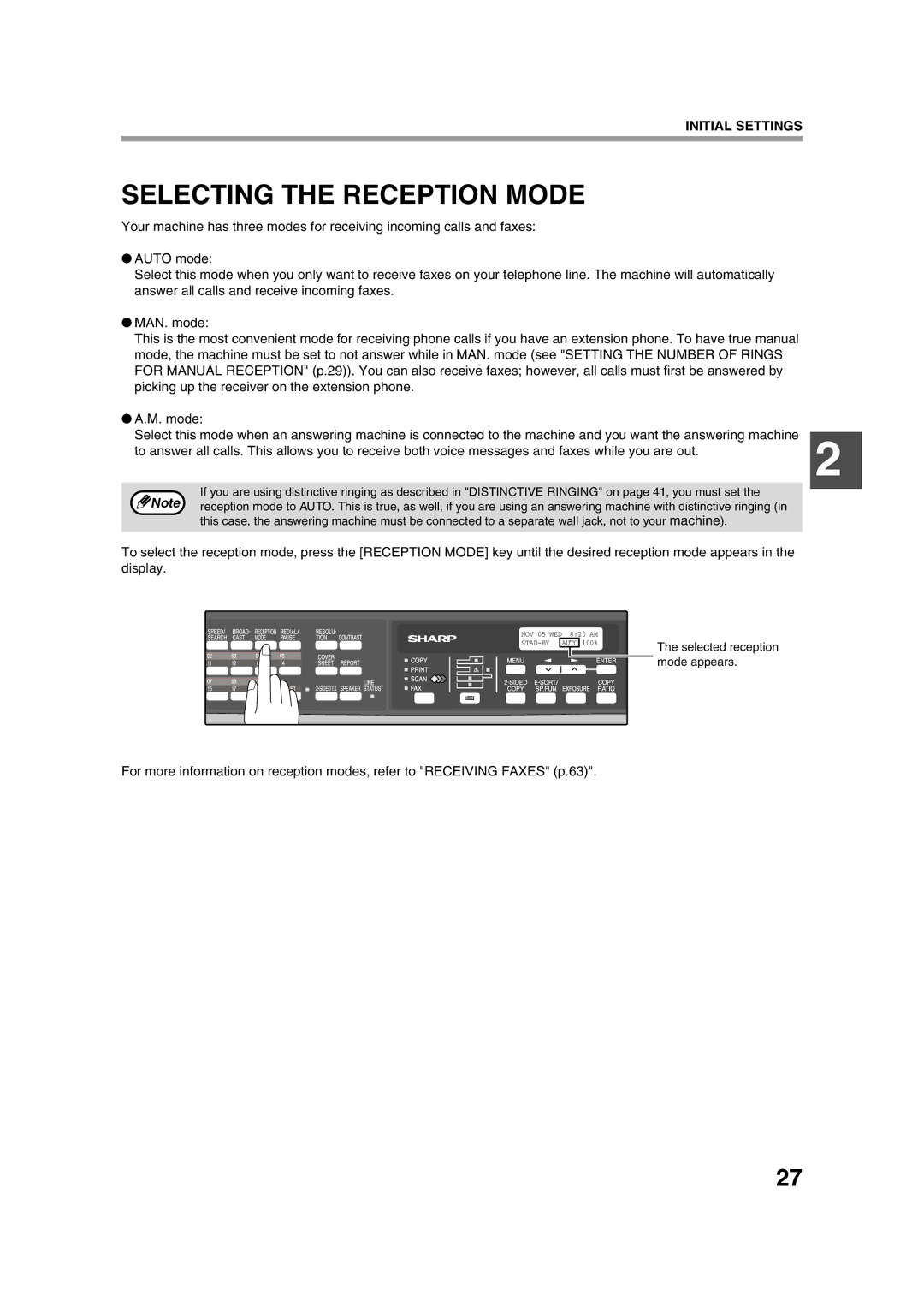 Sony AR-208S operation manual Selecting the Reception Mode 