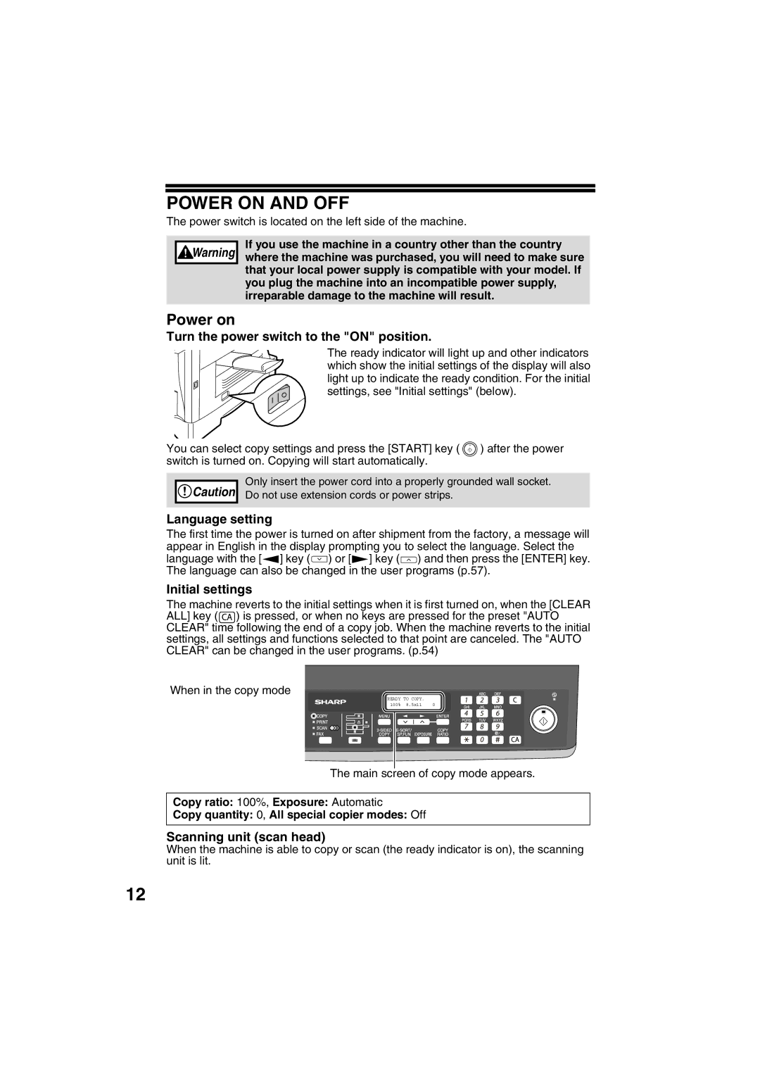 Sony AR-208S operation manual Power on and OFF 