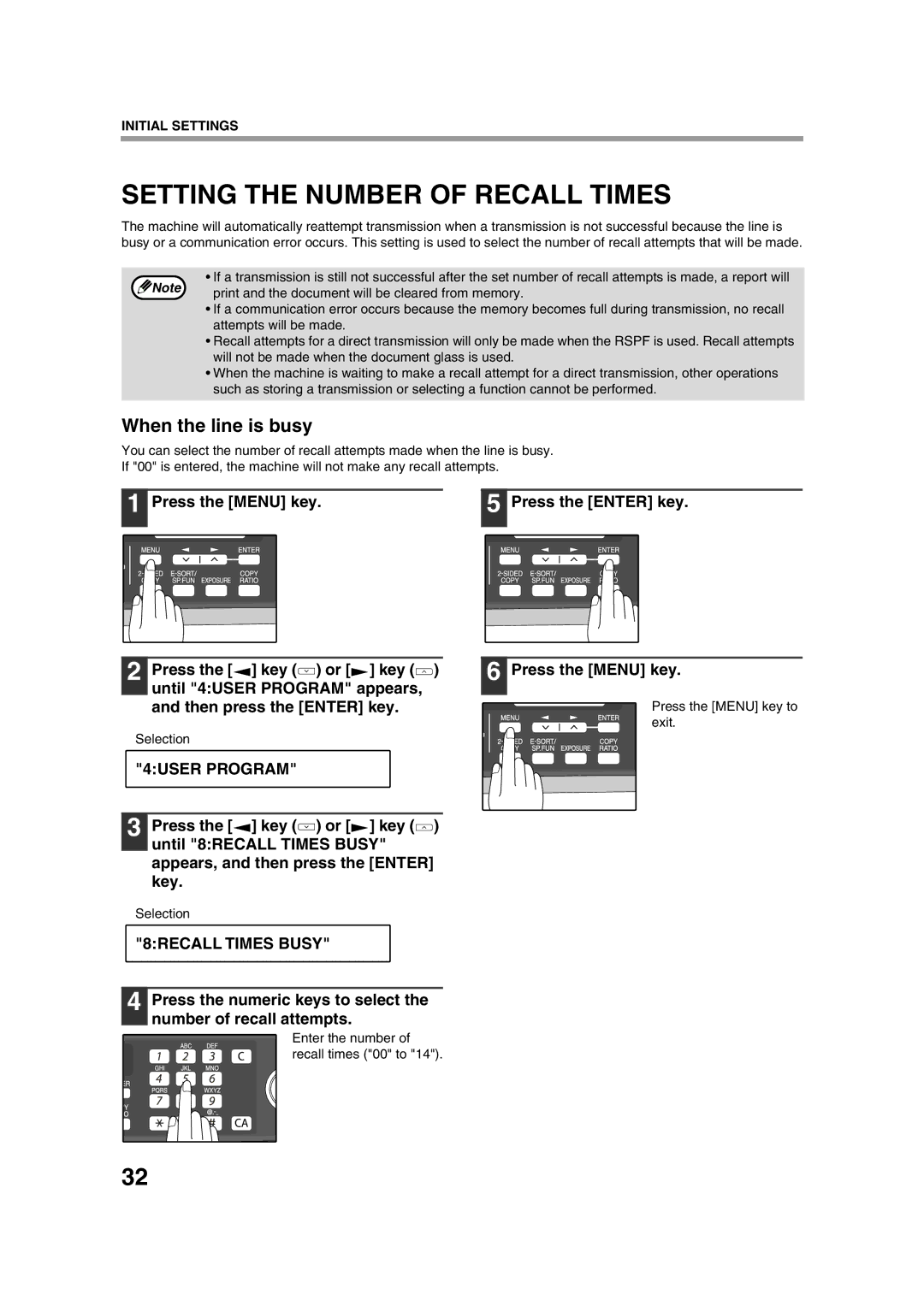 Sony AR-208S operation manual Setting the Number of Recall Times, When the line is busy, 8RECALL Times Busy 