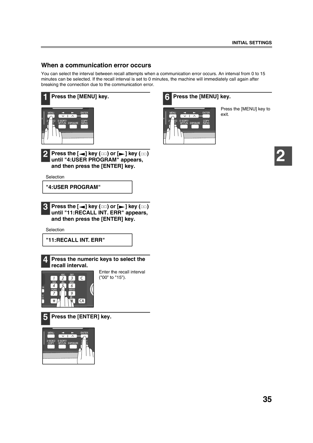 Sony AR-208S operation manual 11RECALL INT. ERR 