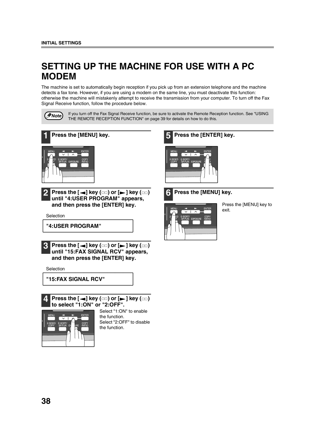 Sony AR-208S operation manual Setting UP the Machine for USE with a PC Modem, 15FAX Signal RCV 