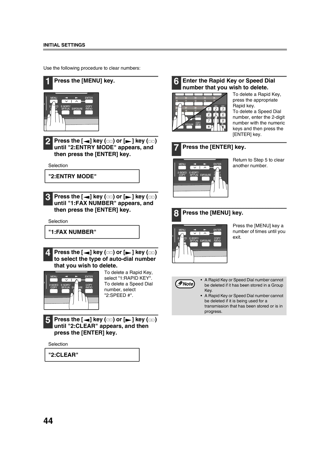 Sony AR-208S operation manual 2CLEAR, Press the Menu key a number of times until you exit 