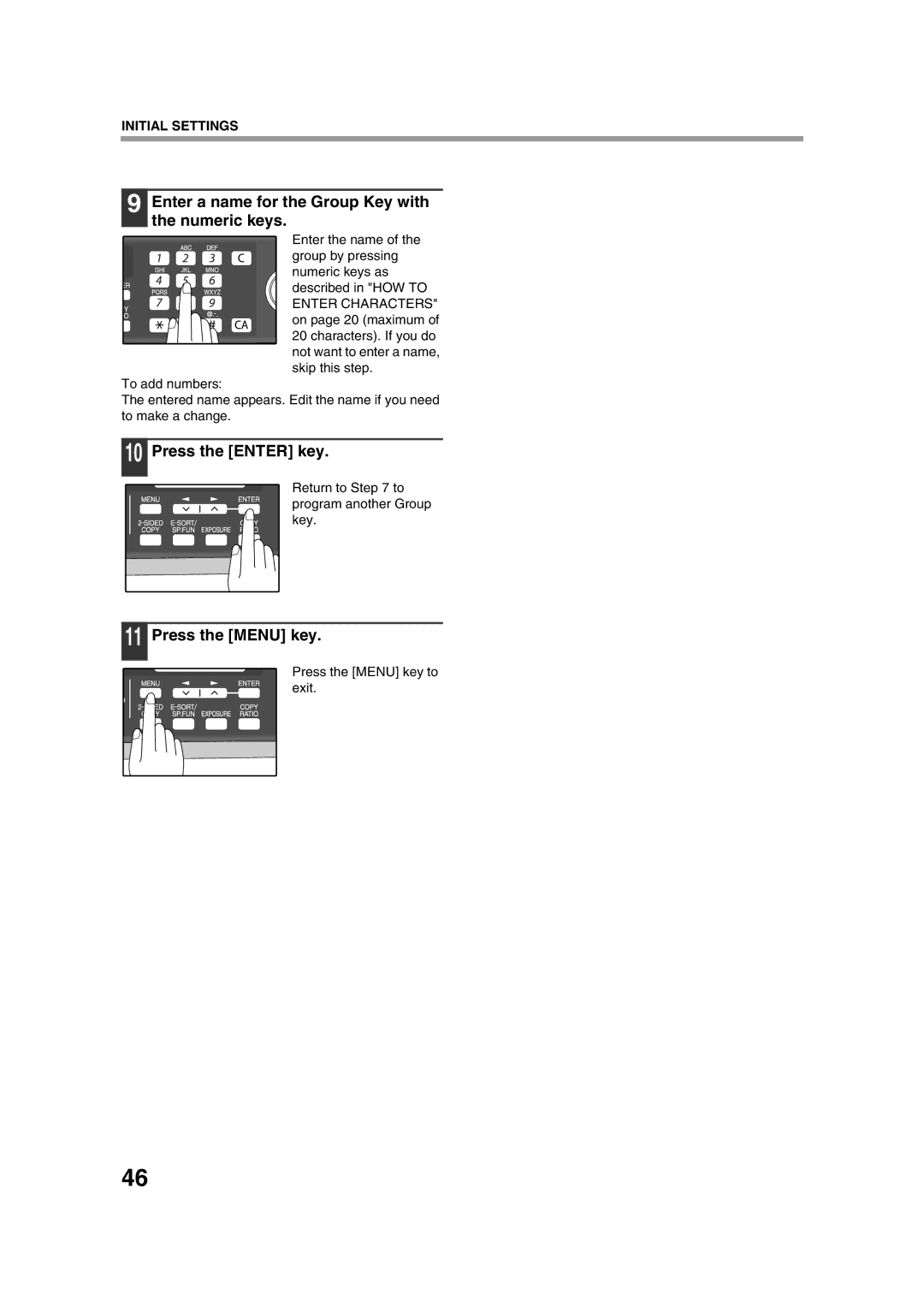 Sony AR-208S operation manual Enter a name for the Group Key with the numeric keys, Enter Characters 