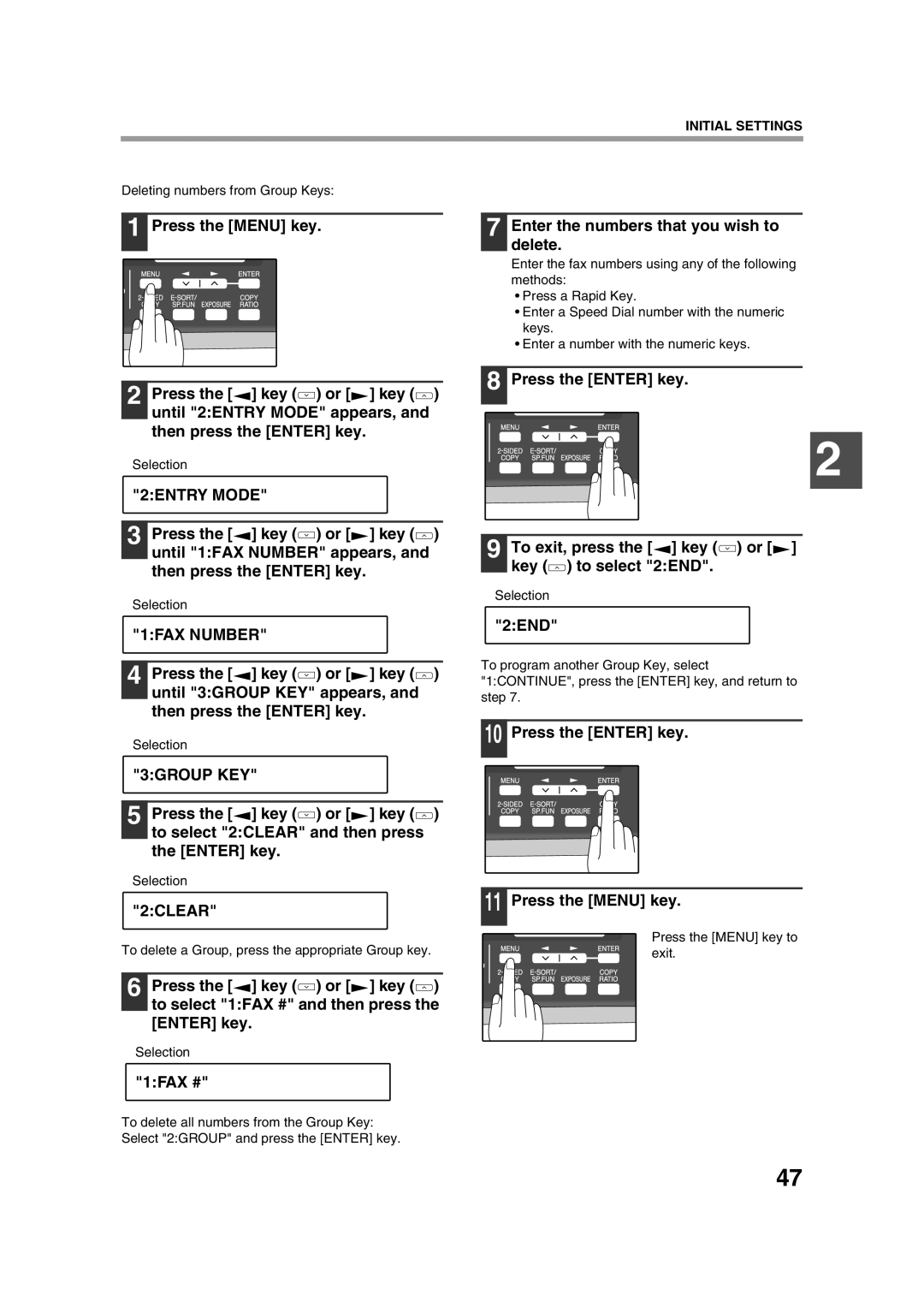 Sony AR-208S operation manual 1FAX # Enter the numbers that you wish to delete, 2END 