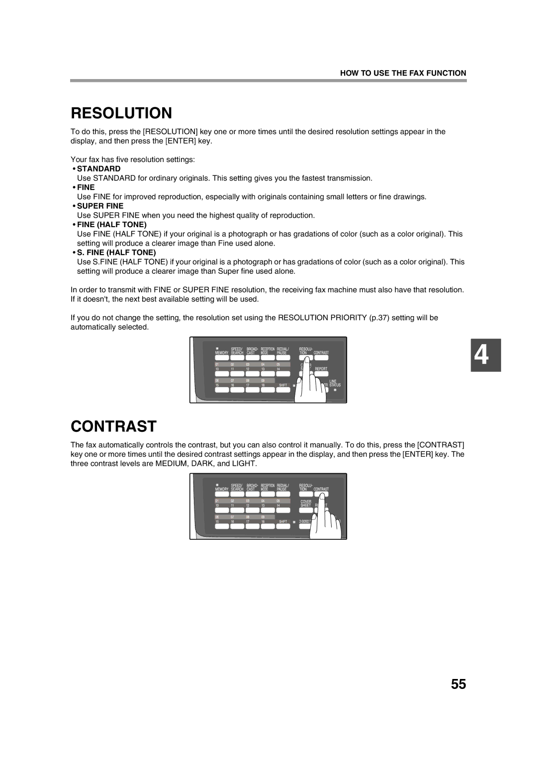 Sony AR-208S operation manual Resolution, Contrast 