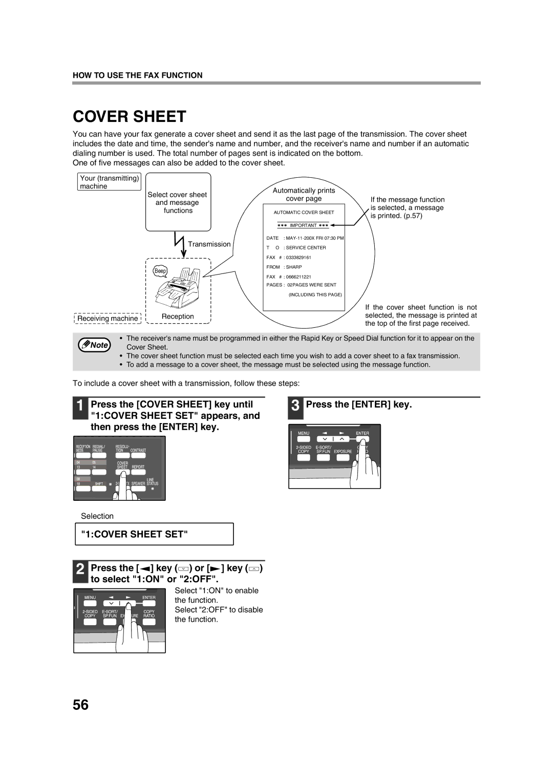 Sony AR-208S operation manual Cover Sheet, 1COVER Sheet SET 