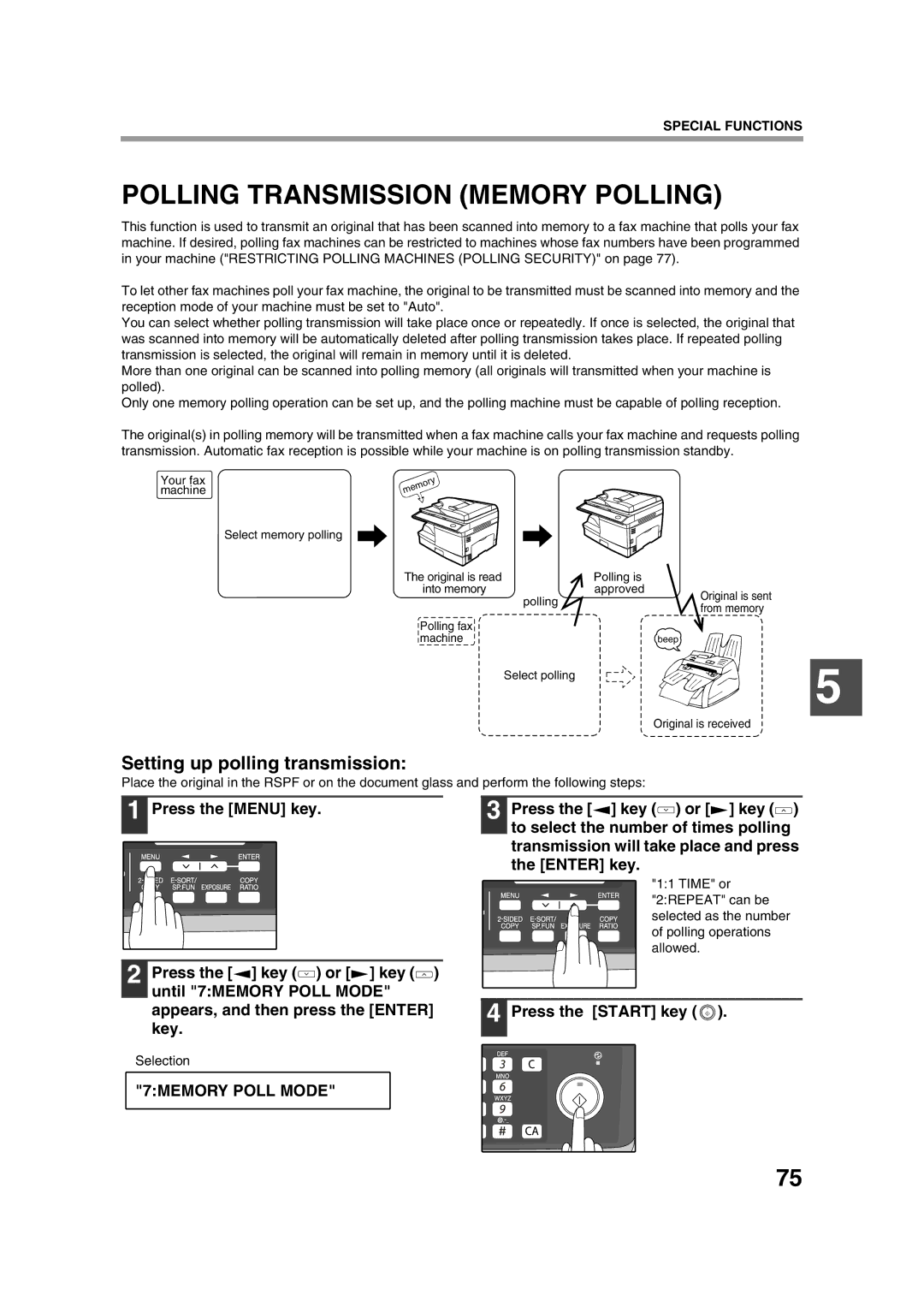 Sony AR-208S operation manual Polling Transmission Memory Polling, Setting up polling transmission, 7MEMORY Poll Mode 