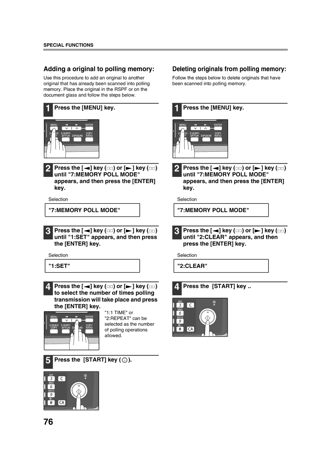 Sony AR-208S operation manual Adding a original to polling memory, Deleting originals from polling memory 