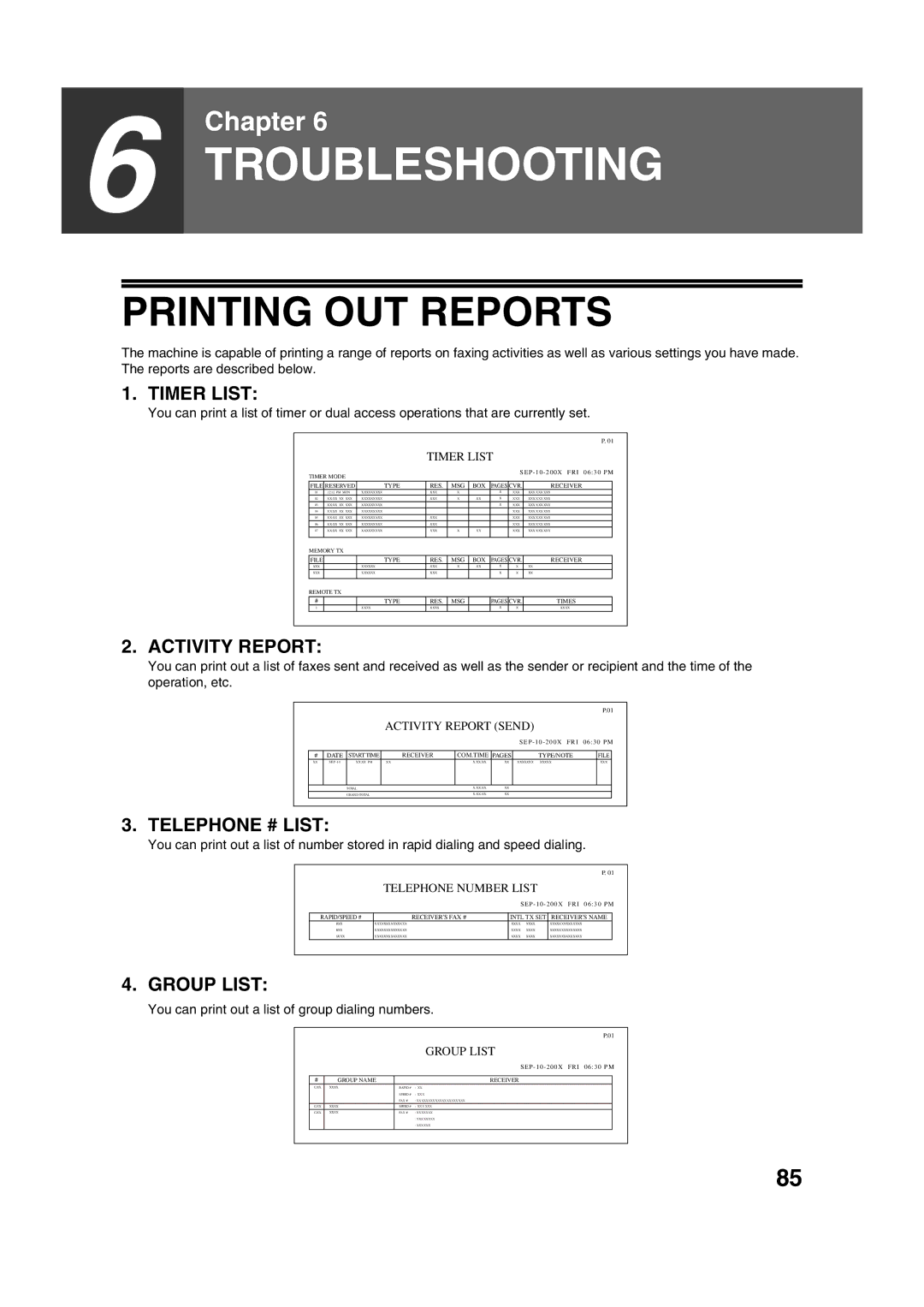 Sony AR-208S operation manual Troubleshooting, Printing OUT Reports 