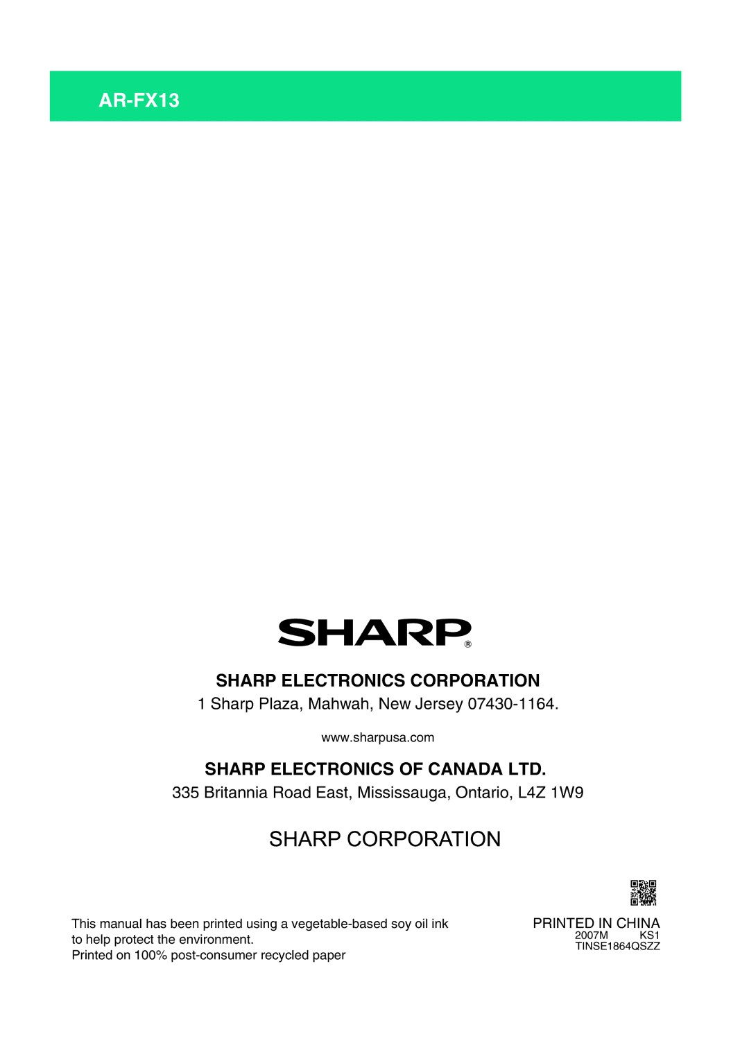 Sony AR-208S operation manual AR-FX13 