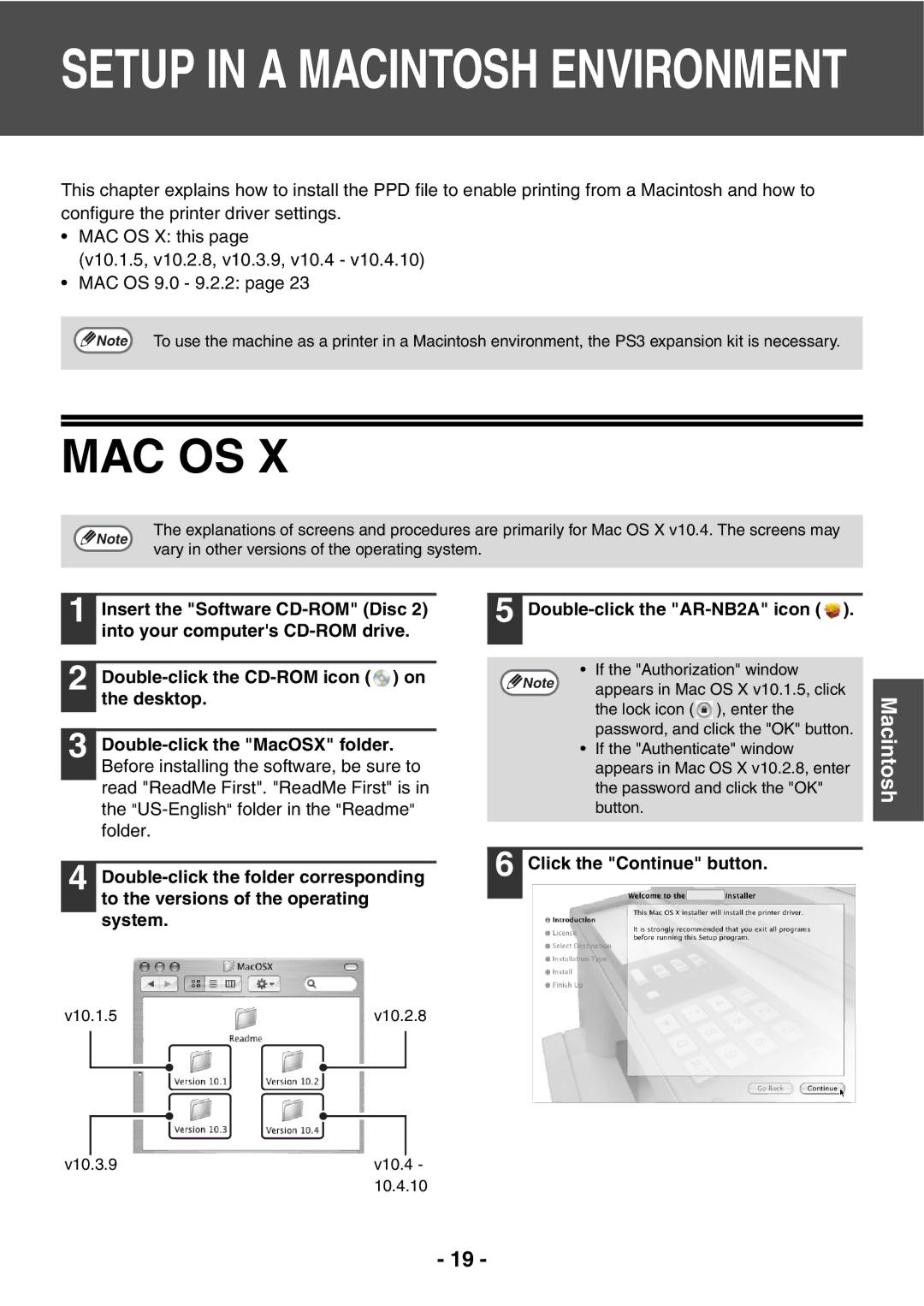 Sony AR-208S operation manual Click the Continue button, V10.1.5 V10.2.8 V10.3.9 V10.4 