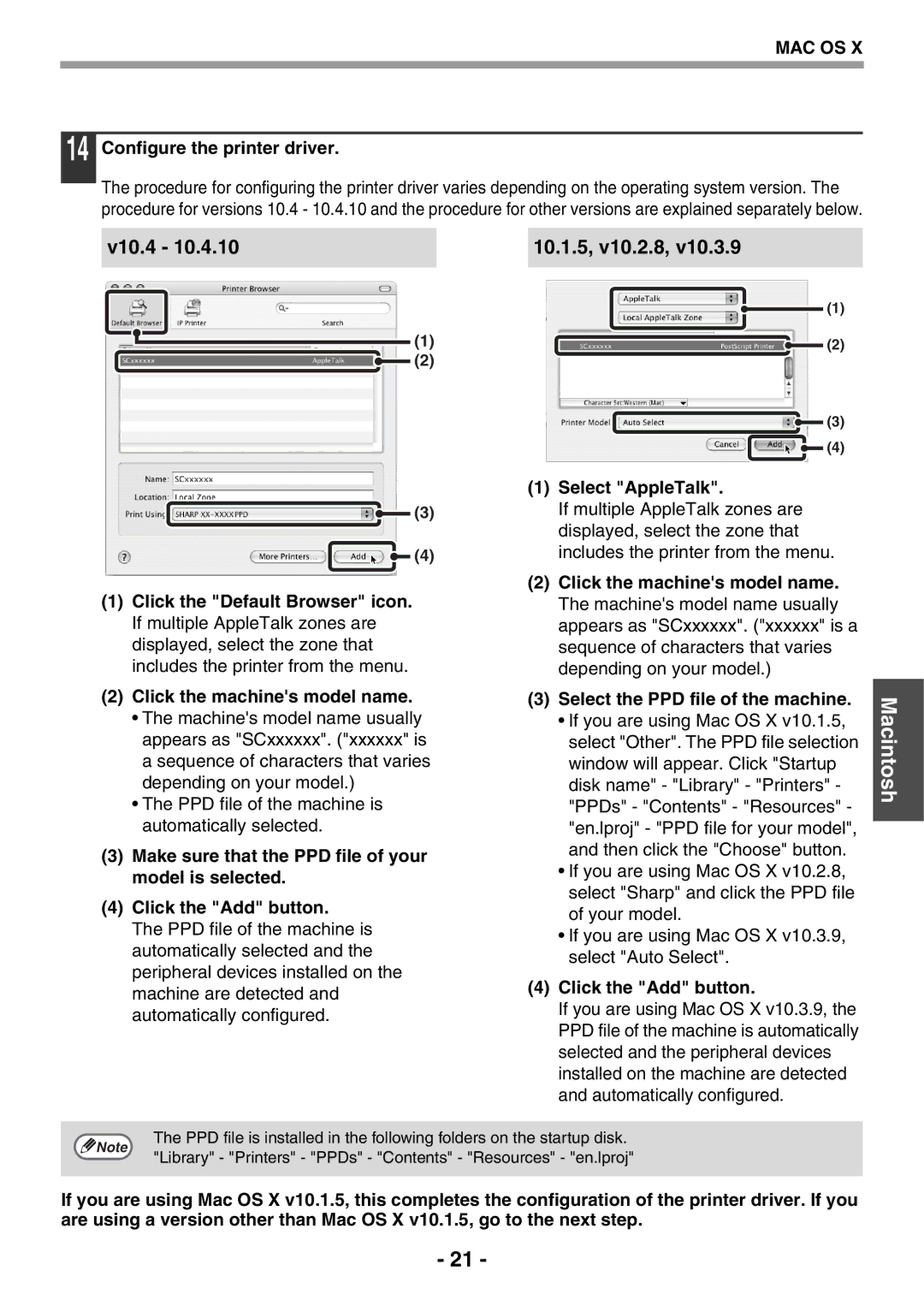 Sony AR-208S operation manual Configure the printer driver, Select AppleTalk 