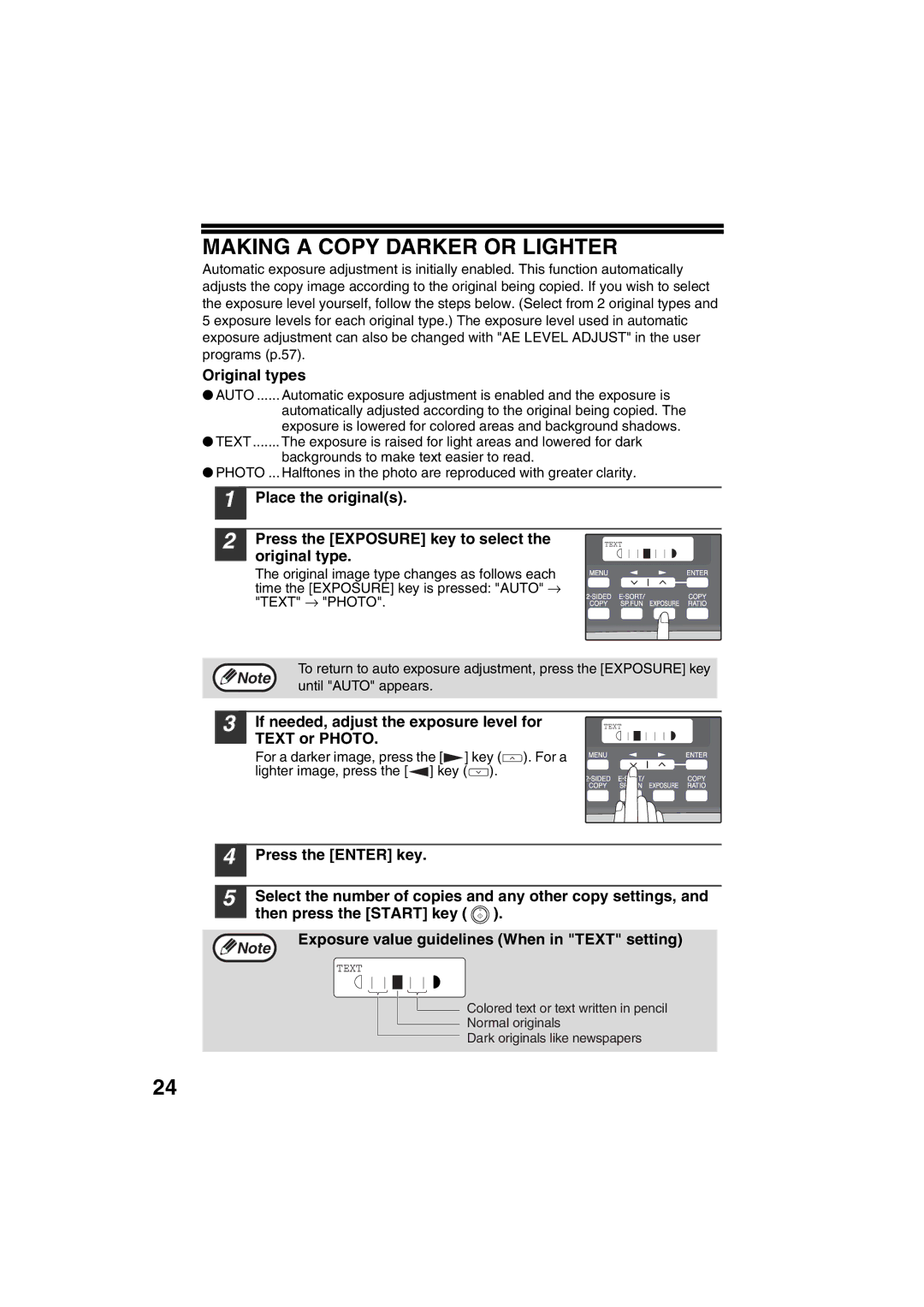 Sony AR-208S operation manual Making a Copy Darker or Lighter 