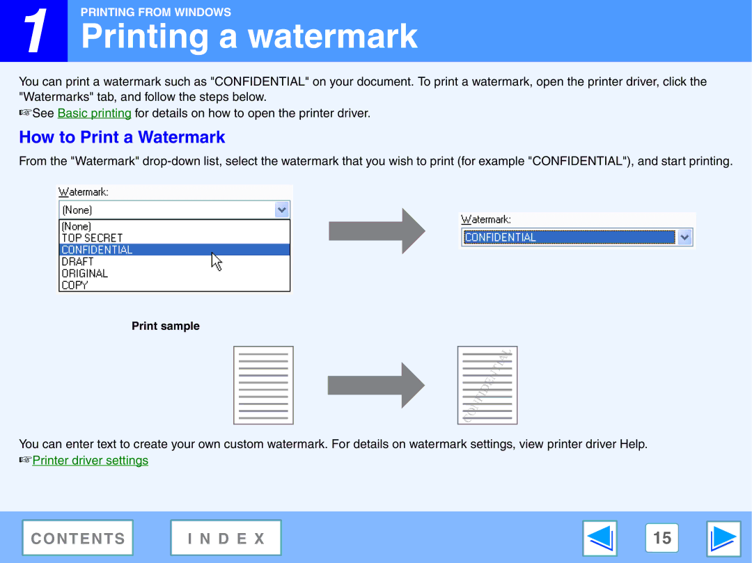 Sony AR-208S operation manual Printing a watermark, How to Print a Watermark, Print sample 