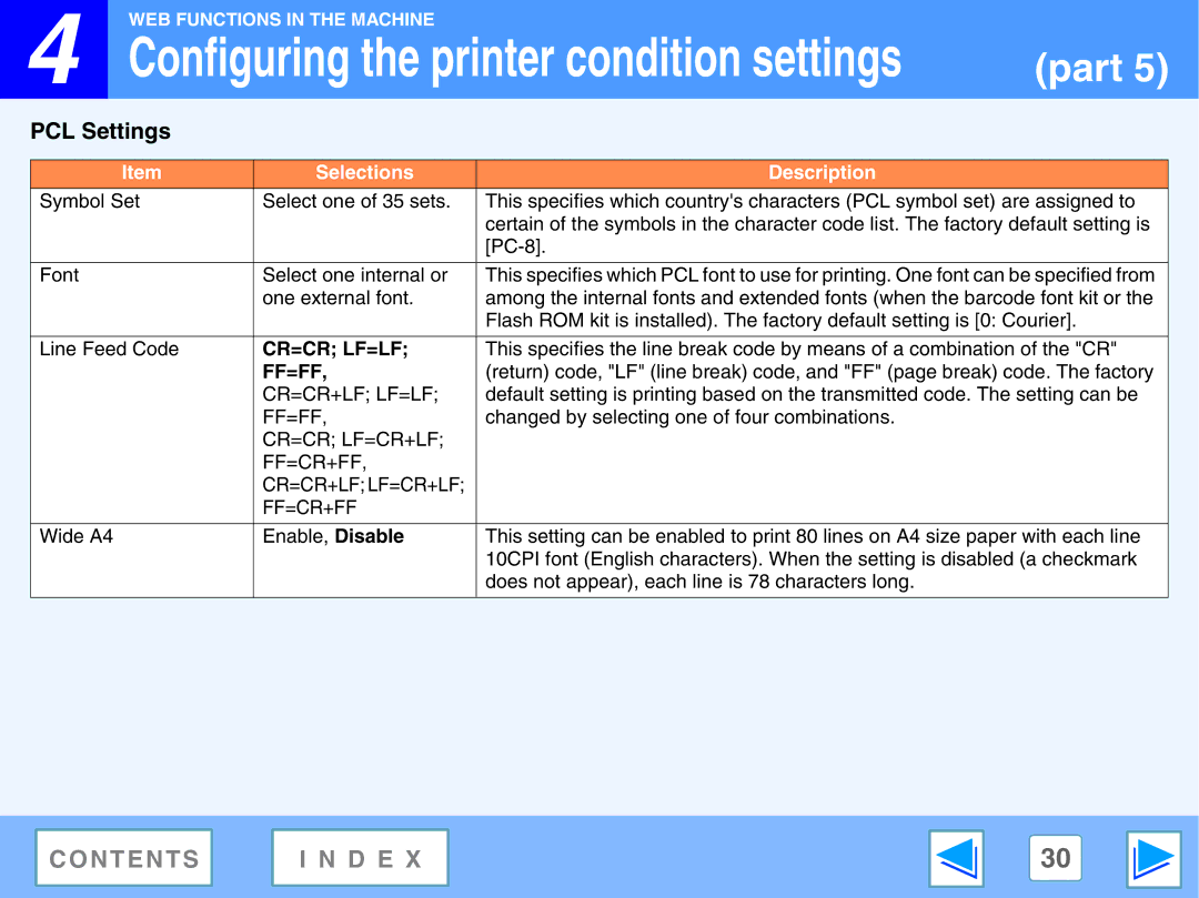 Sony AR-208S operation manual PCL Settings 