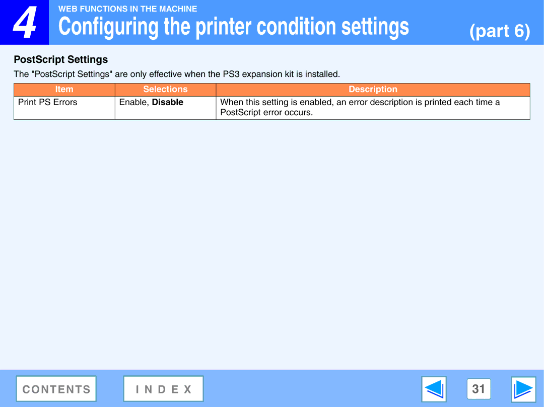 Sony AR-208S operation manual PostScript Settings 