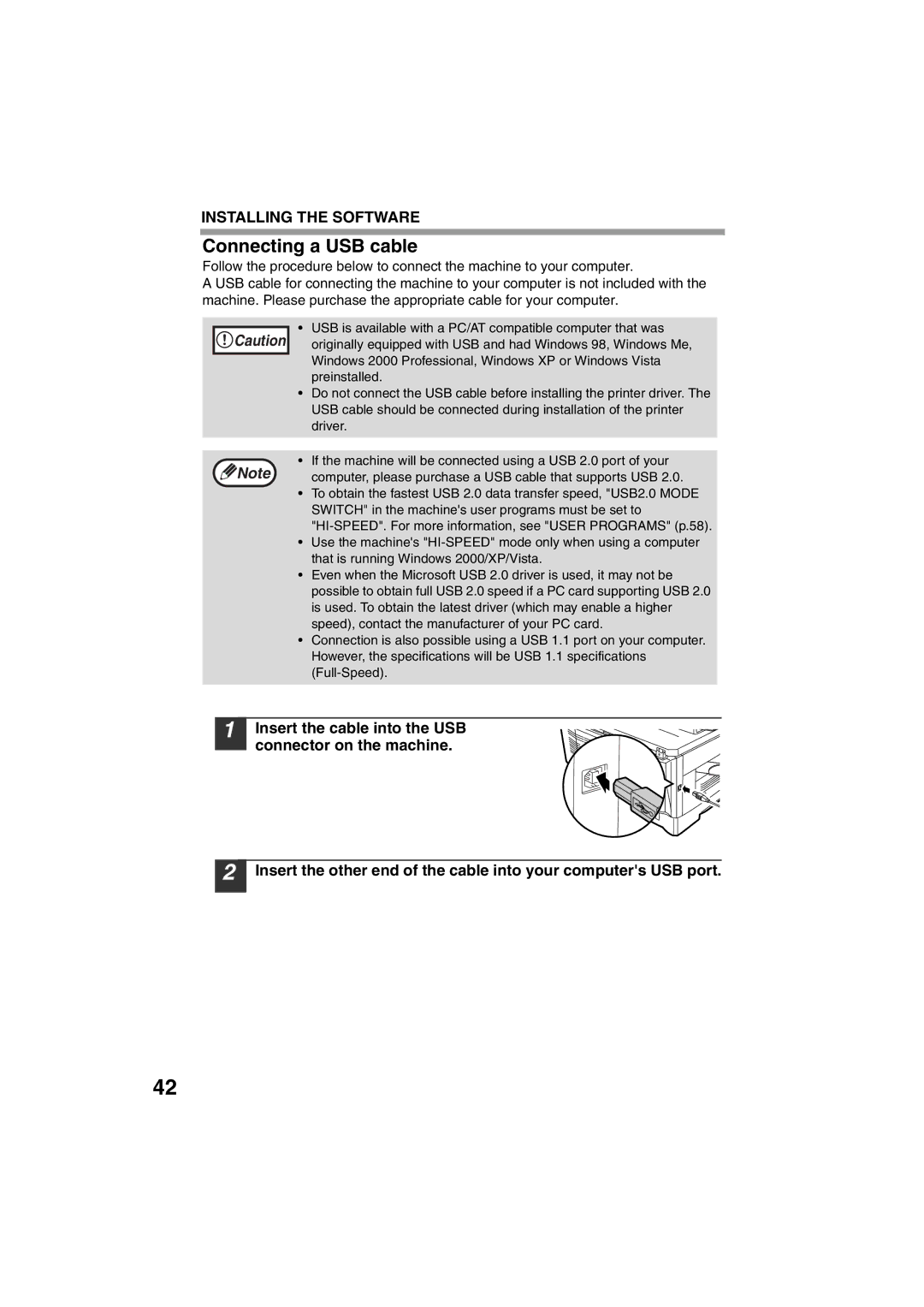 Sony AR-208S operation manual Connecting a USB cable 