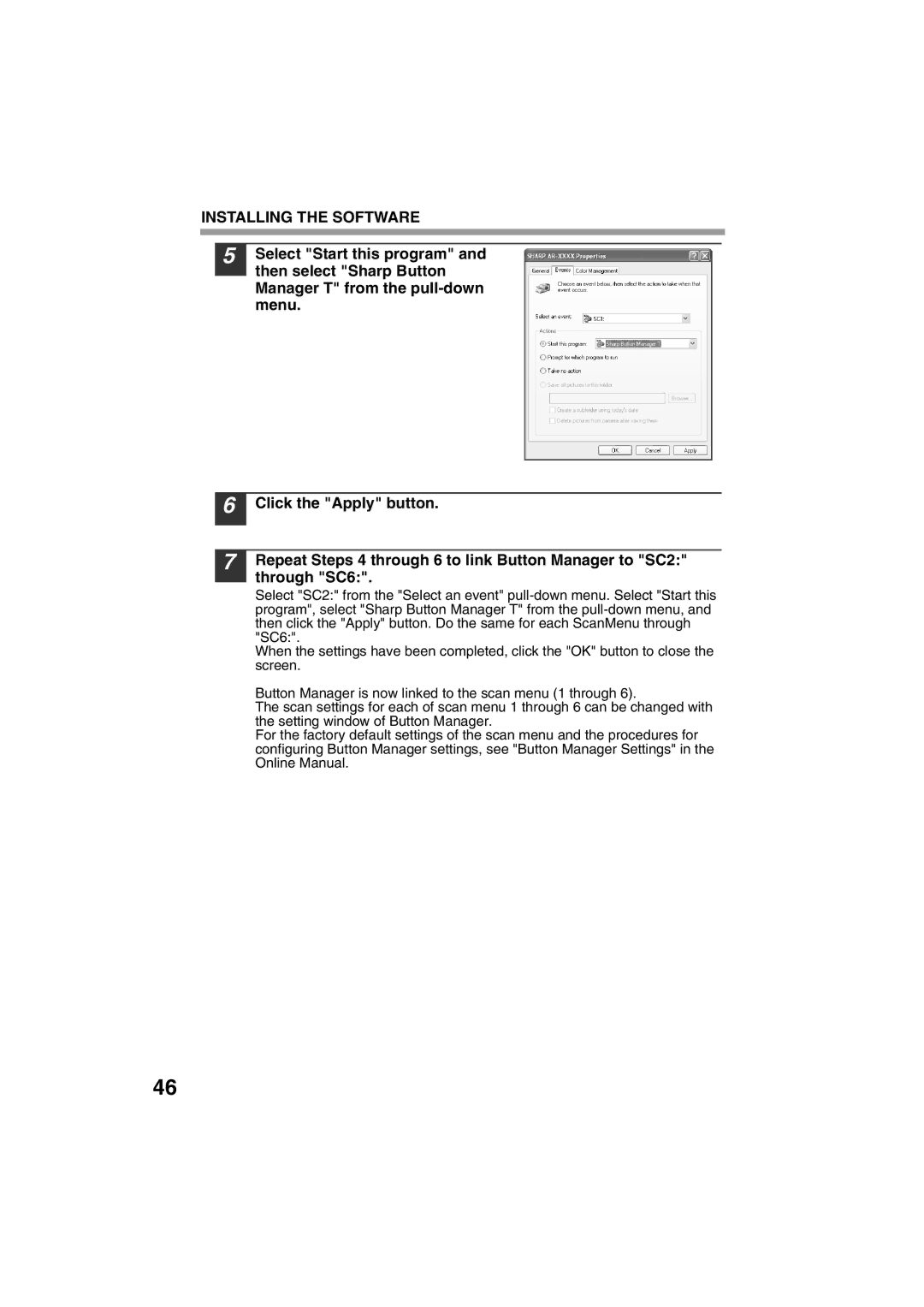 Sony AR-208S operation manual Installing the Software 