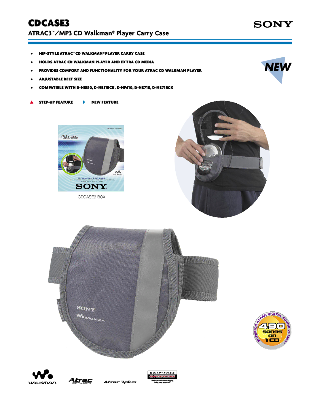 Sony CDCASE3 manual ATRAC3/MP3 CD WalkmanPlayer Carry Case 
