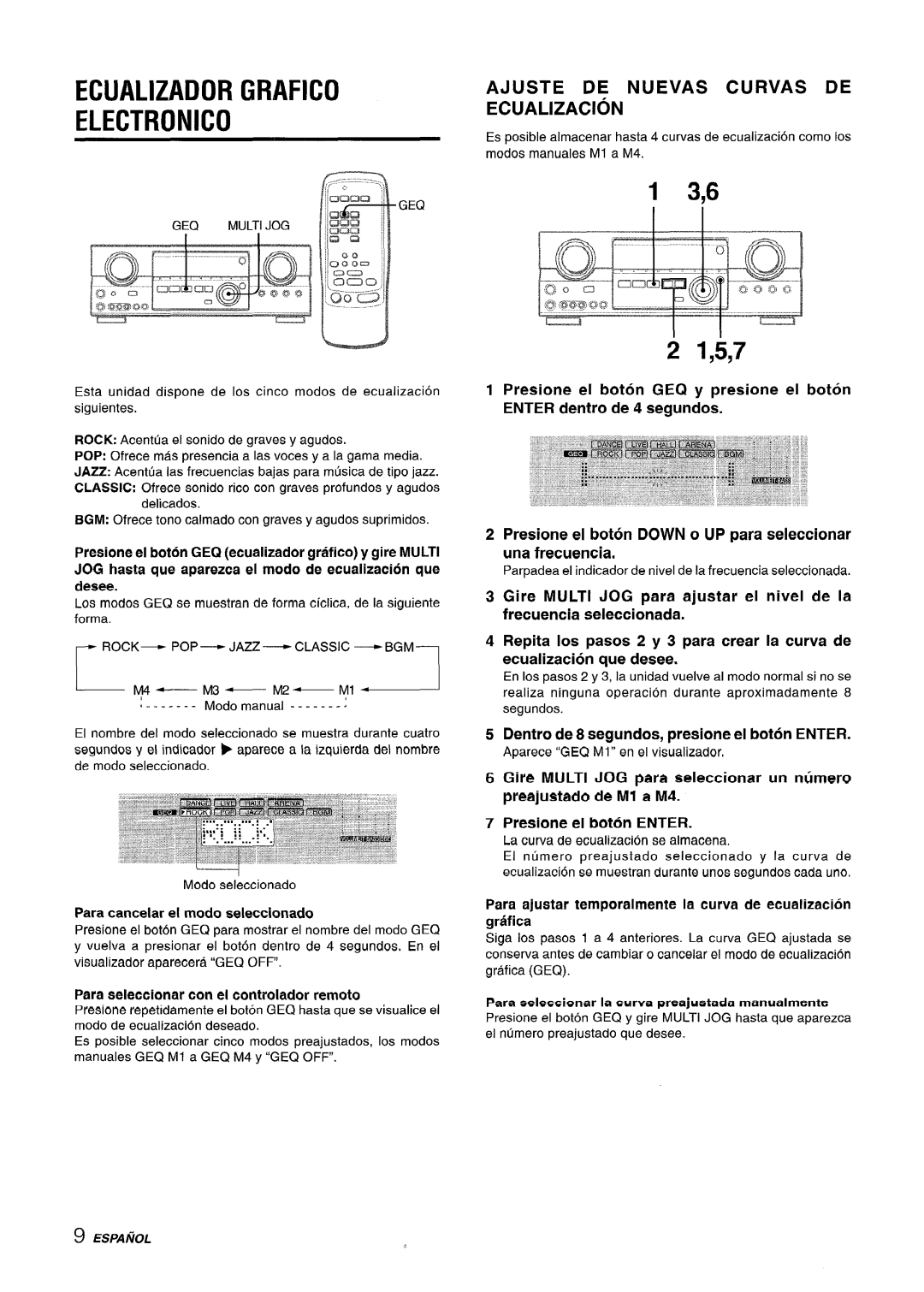 Sony AV-DV75 manual Ecualizador Grafico Electronic, 1 3,6 2 1,5,7, Ajuste De Nuevas Curvas De Ecualizacion 