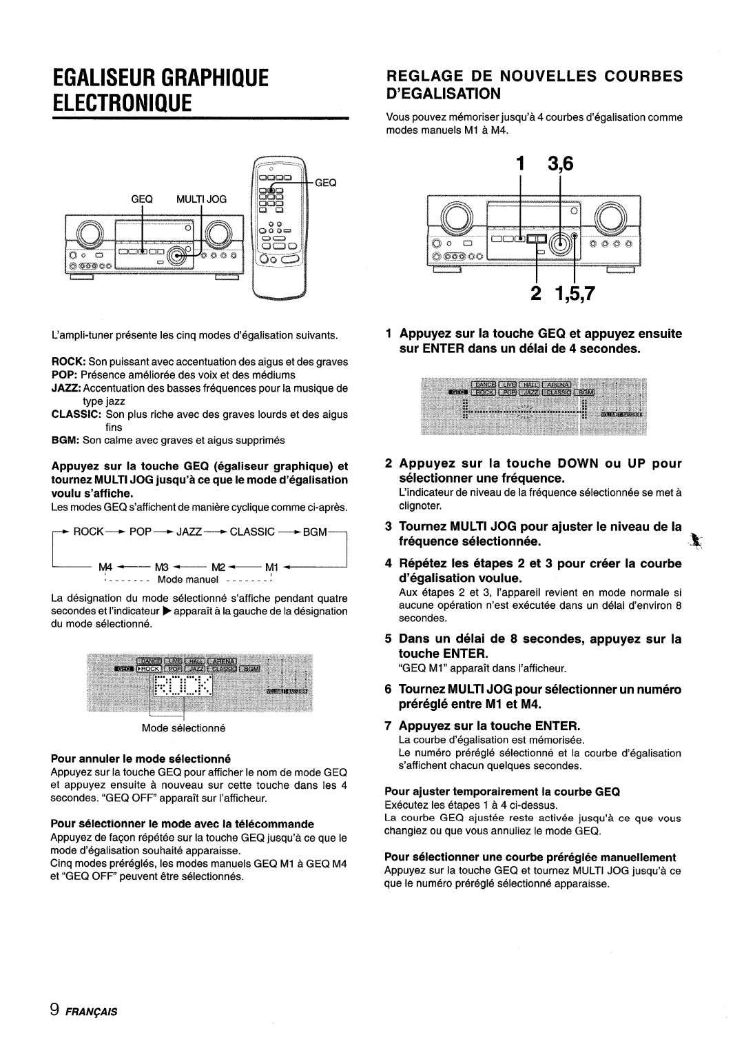 Sony AV-DV75 Egaliseur Graphique Electronique, 1 3,6, Reglage De Nouvelles Courbes D’Egalisation, Tournez, Multi Jog, pour 