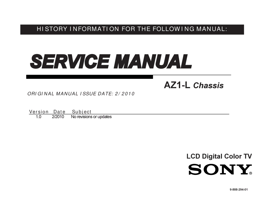 Sony service manual AZ1-LChassis 