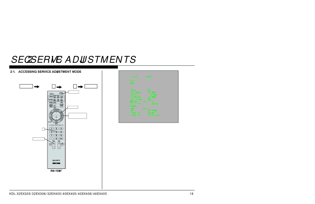 Sony AZ1-L service manual SEC 2. Service Adjustments, Accessing Service Adjustment Mode 