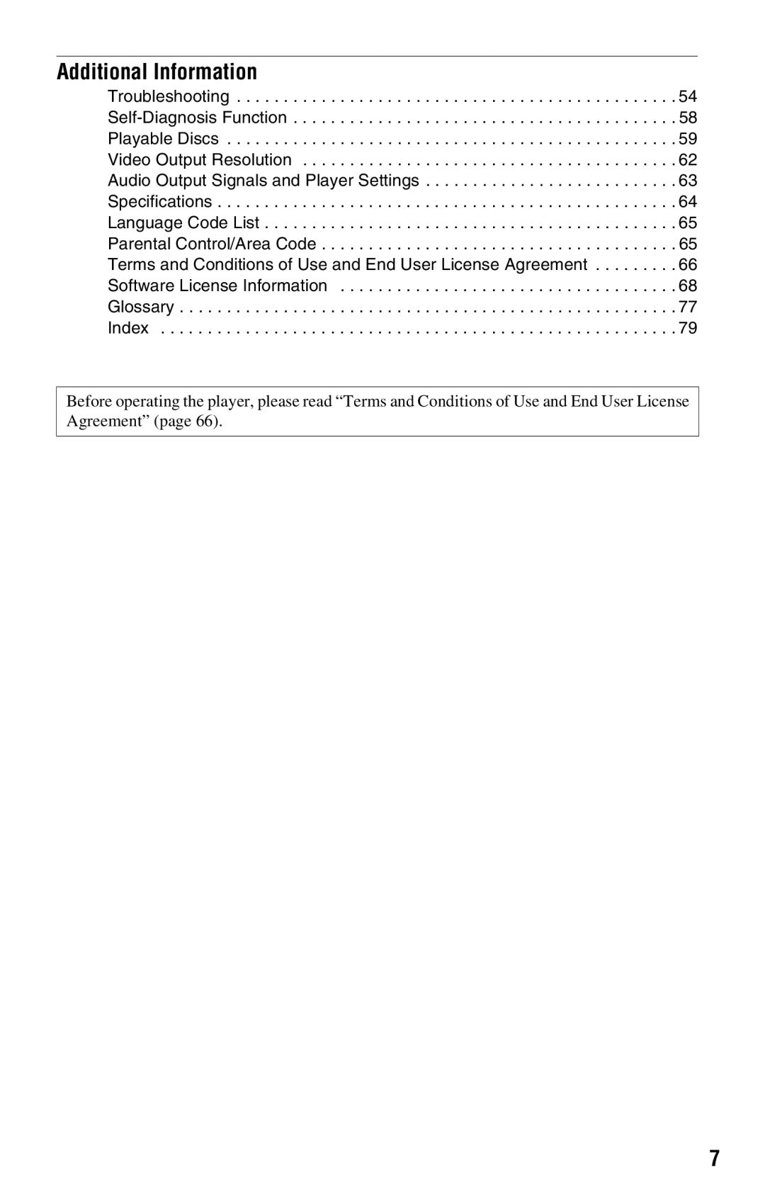 Sony BDP-S360 operating instructions Additional Information 