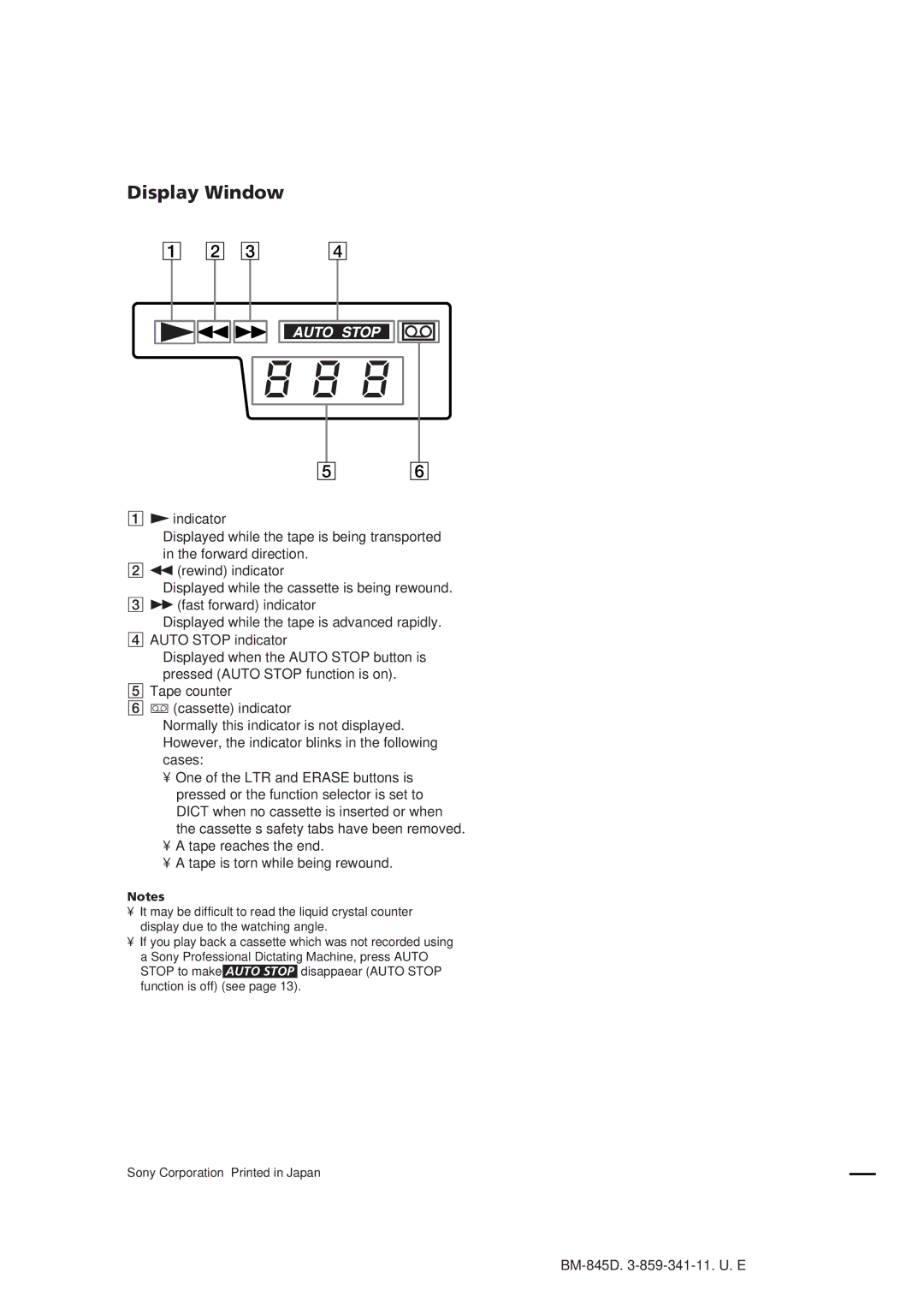 Sony BM-845D manual Display Window 