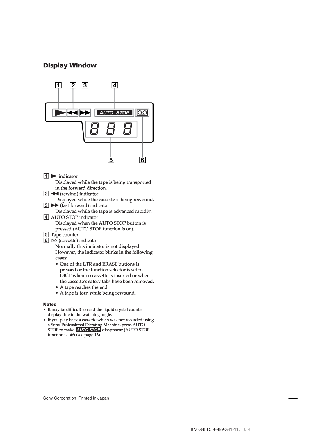 Sony BM-845D manual Display Window, Additional Information 