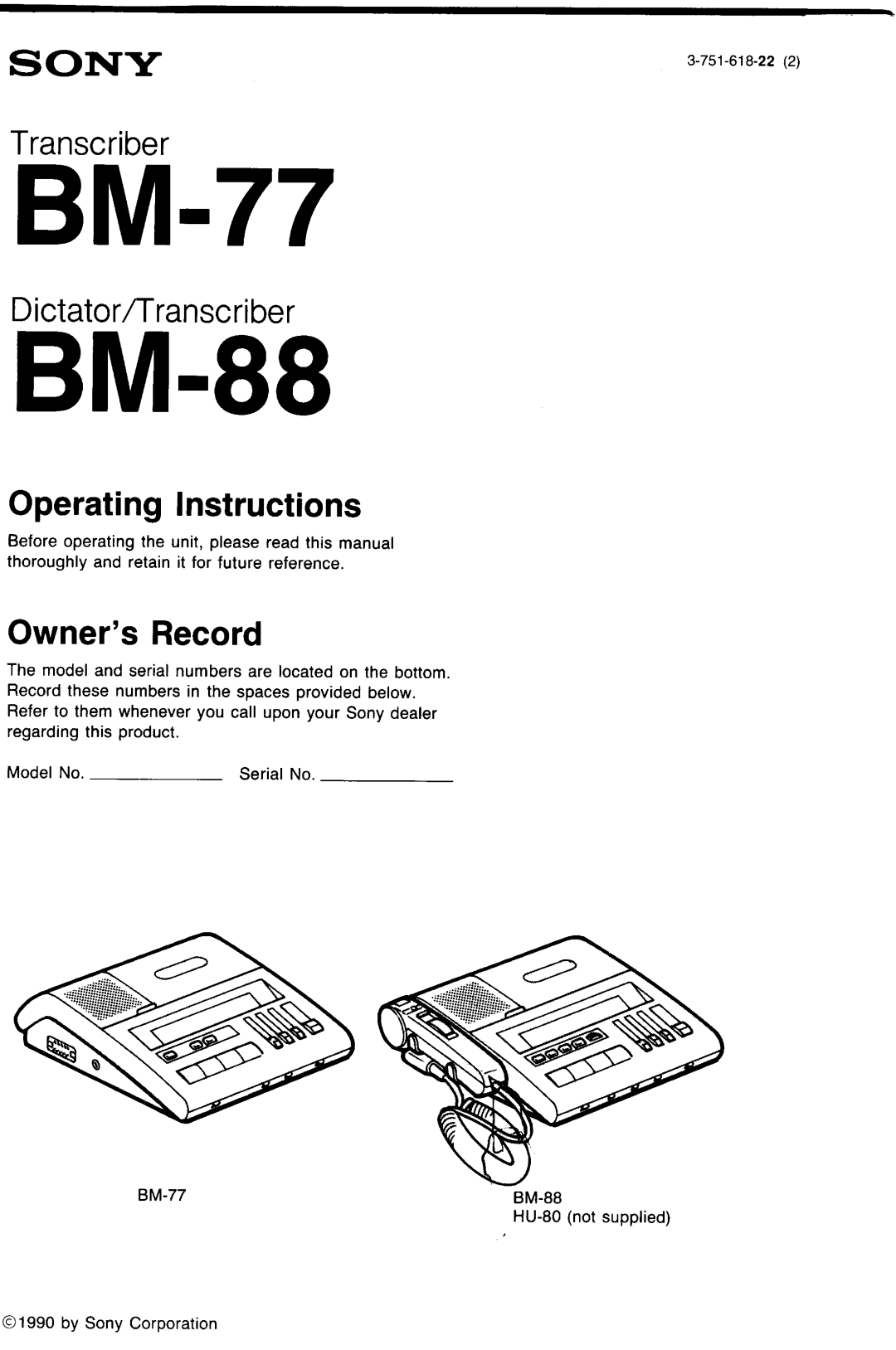 Sony BM-88 manual 