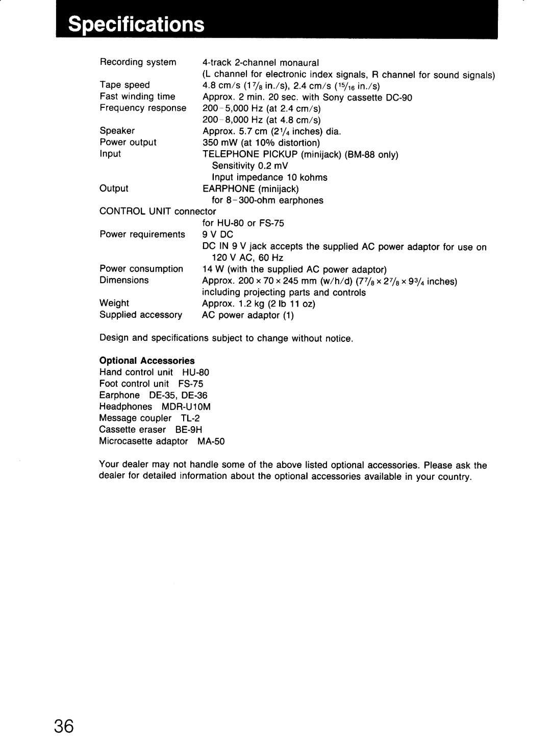 Sony BM-88 manual 