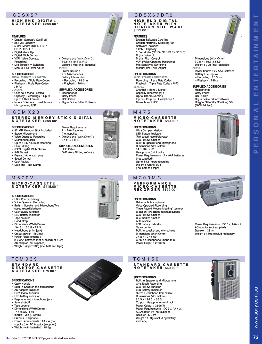 Sony Bravia LCD TV ICDSX57, ICDSX67DR9, ICDMX20, M670V, TCM939, M475, M200MC, TCM150, Personal Entertainment, $599.00 