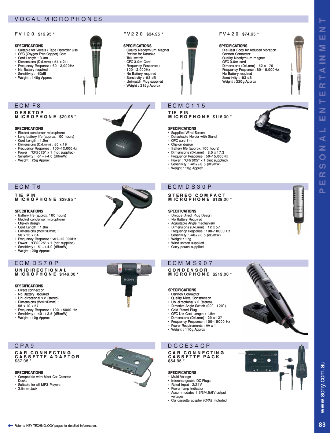 Sony Bravia LCD TV Vocal Microphones, ECMF8, ECMT6, ECMDS70P, CPA9, ECMC115, ECMDS30P, ECMMS907, DCCE34CP, Entertainment 