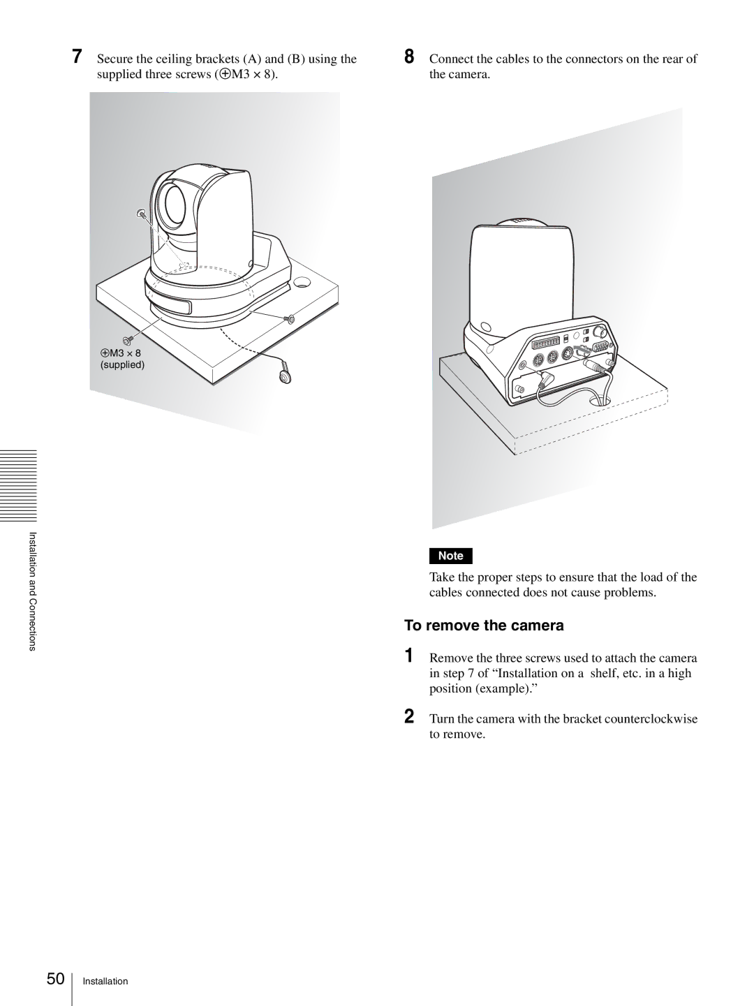 Sony BRC-Z330 operating instructions To remove the camera 