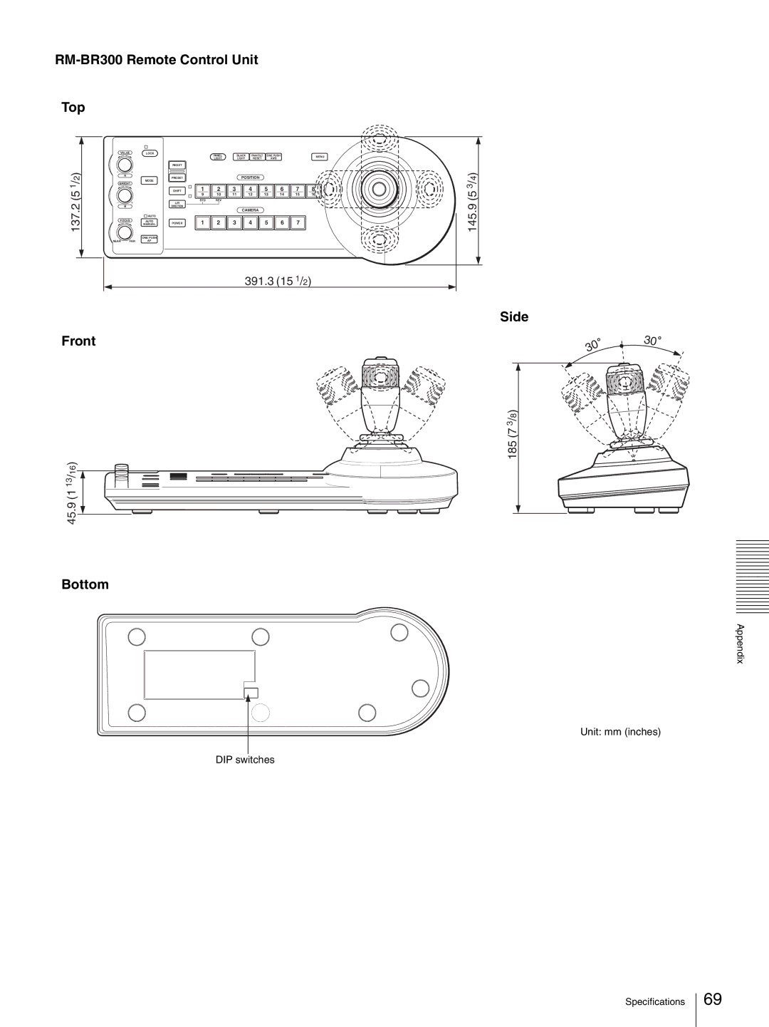 Sony BRC-Z330 operating instructions RM-BR300 Remote Control Unit Top 