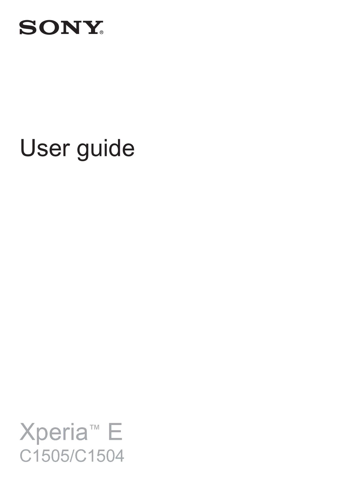Sony C1505, C1504 manual Xperia E 