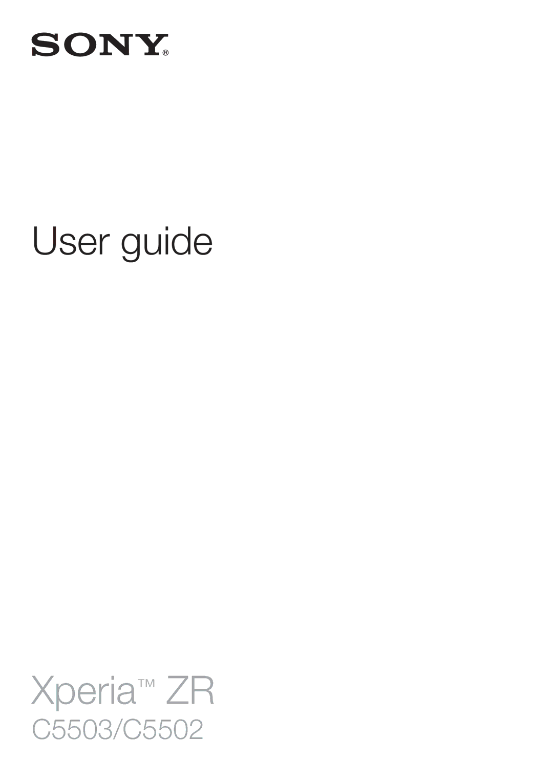 Sony C5503, C5502 manual Xperia ZR 